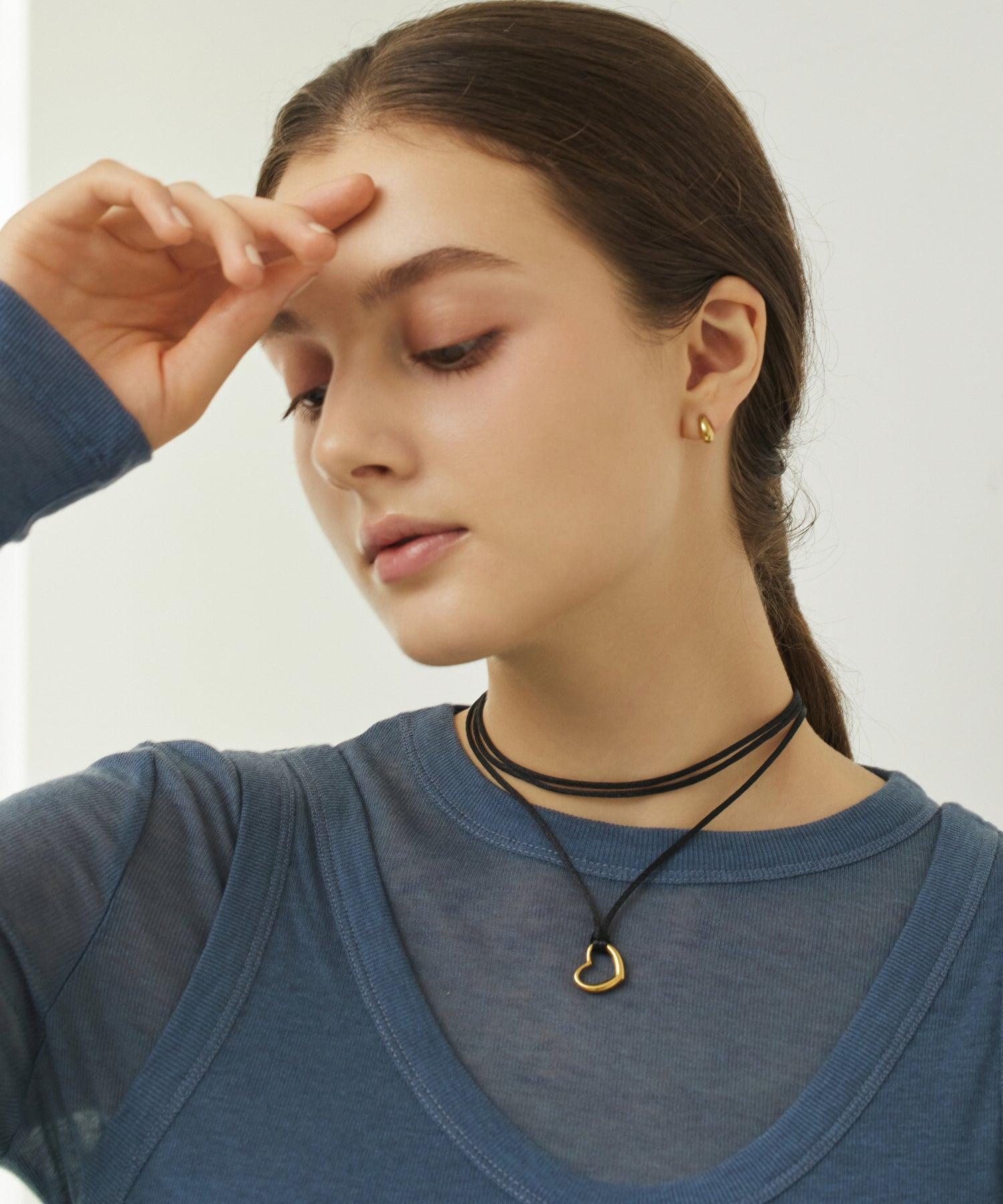 ゴールド マルチWAYハートコードネックレス 金属アレルギー対応 サージカルステンレス