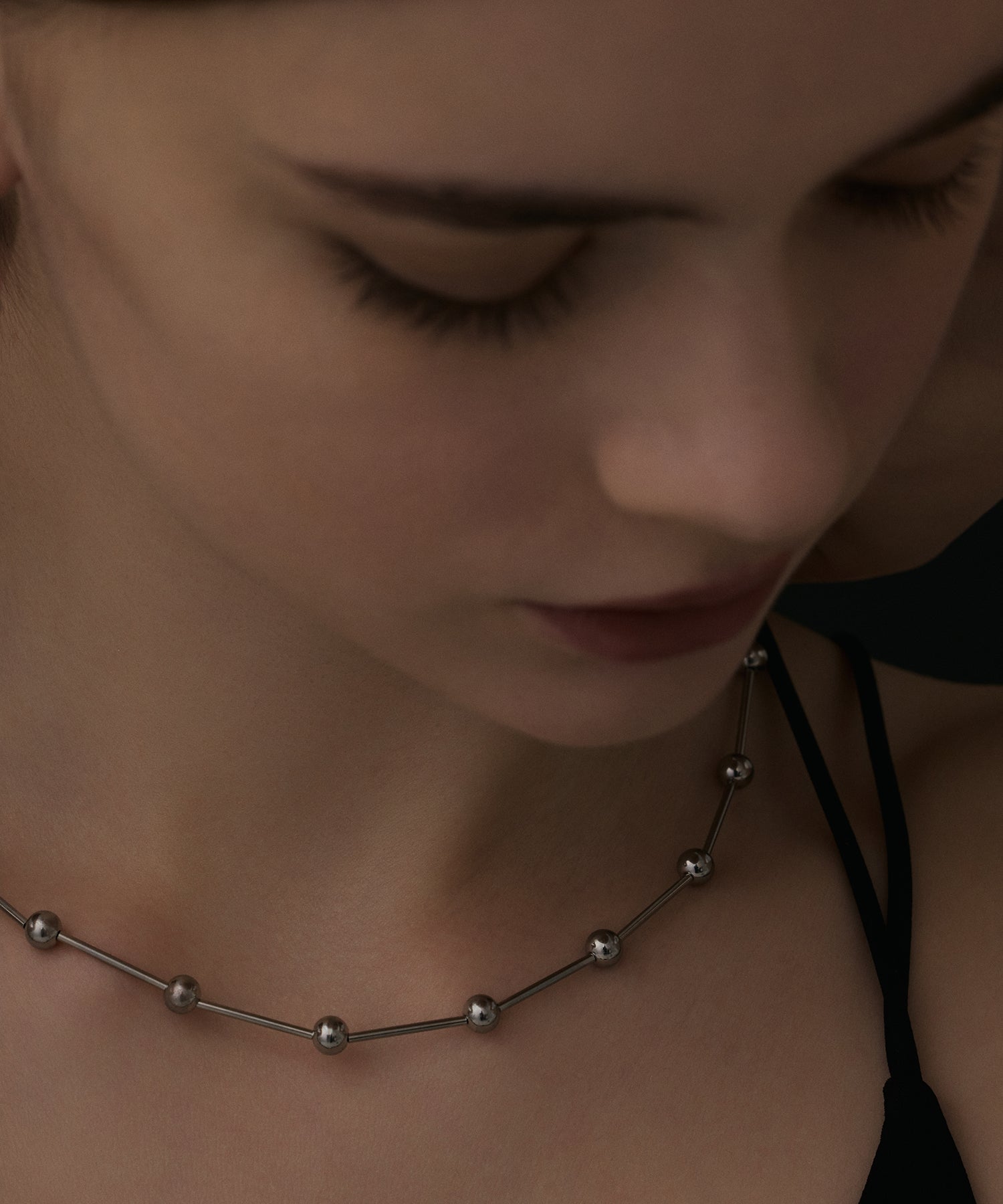 シルバー パイプステーションネックレス 金属アレルギー対応 サージカルステンレス