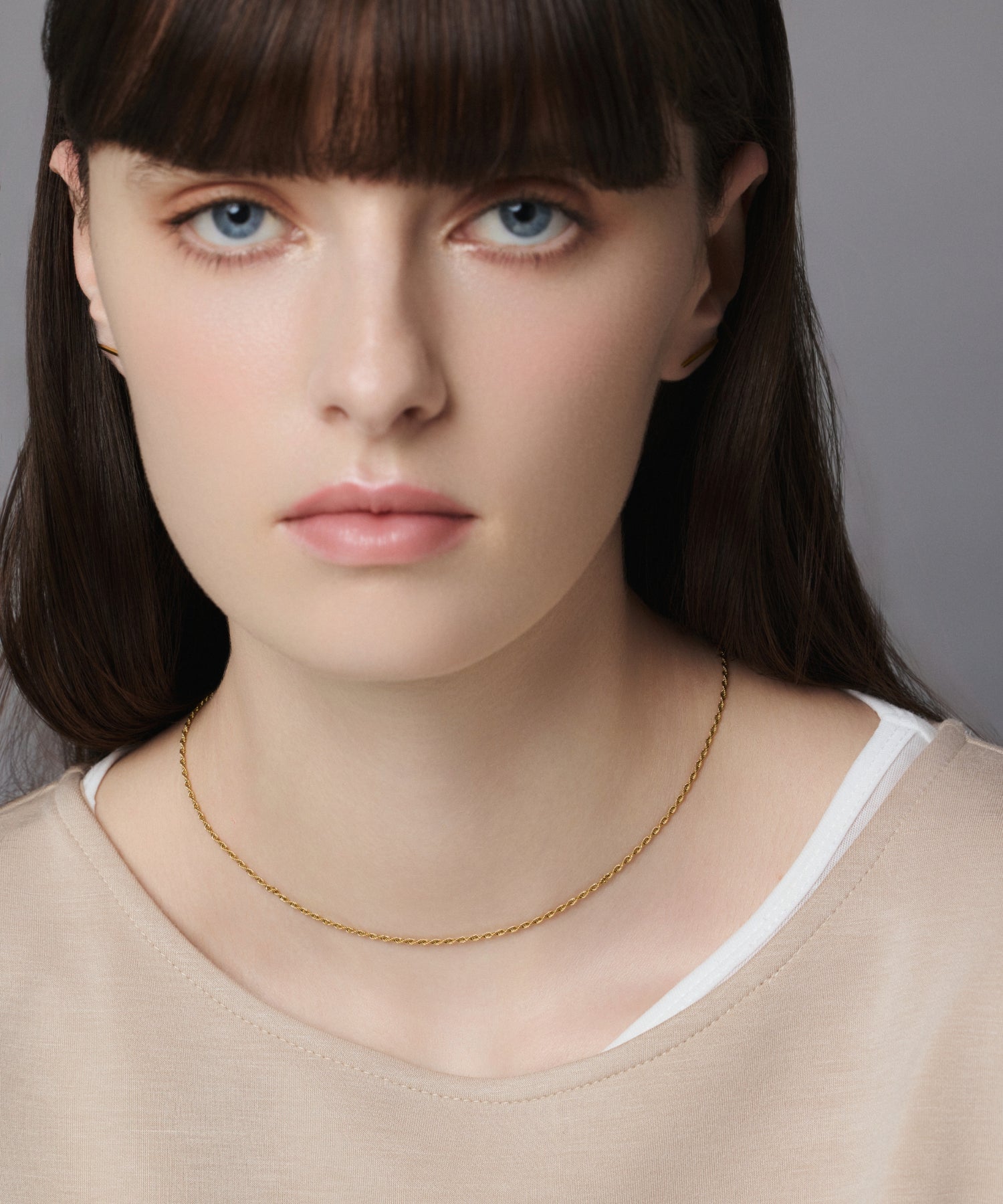 ゴールド スリムブレイディドネックレス 金属アレルギー対応 サージカルステンレス