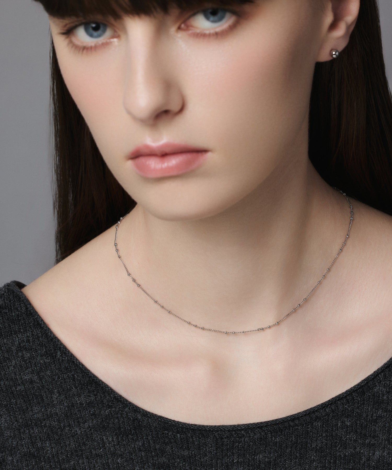 シルバー ステップボールネックレス 金属アレルギー対応 サージカルステンレス