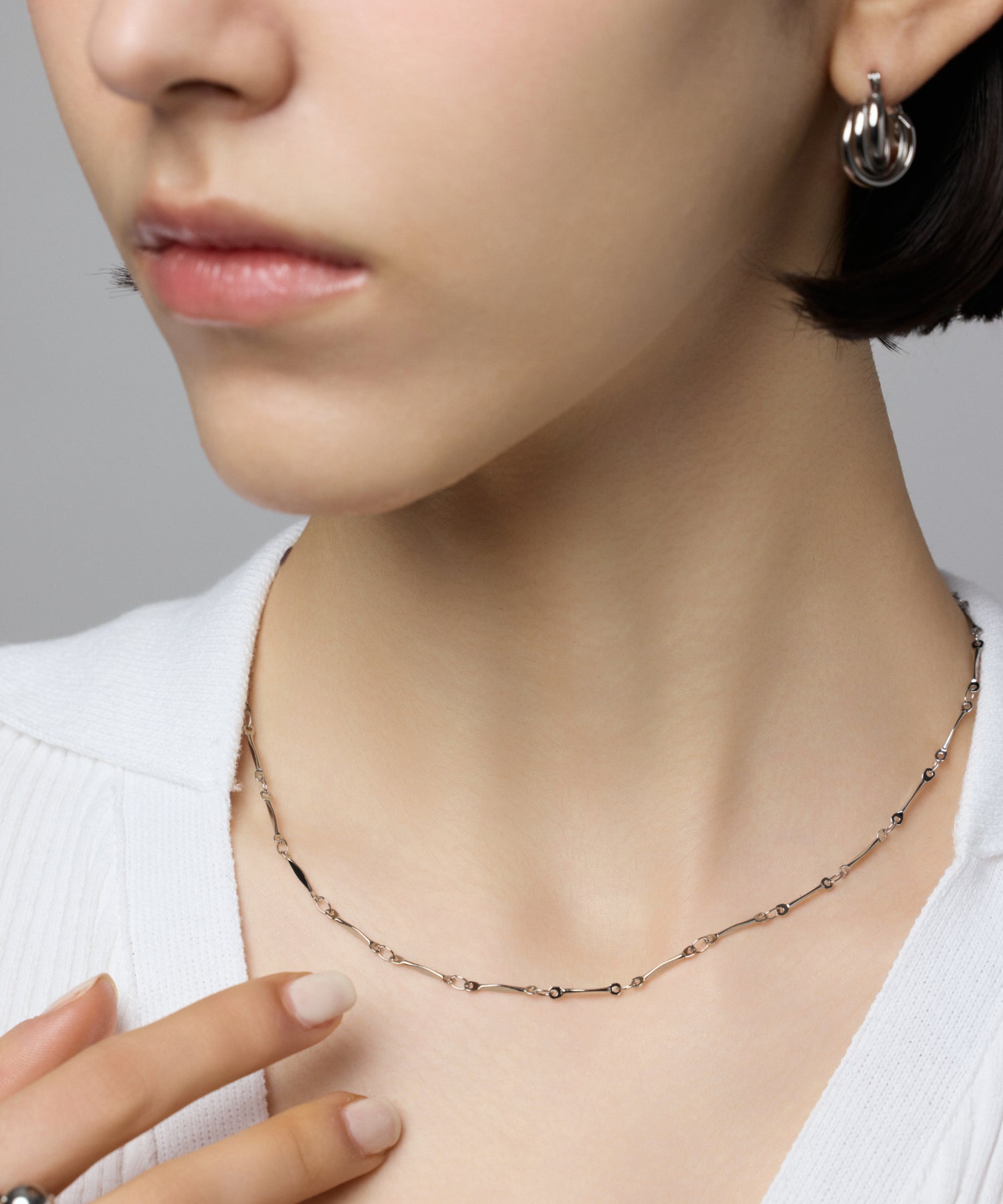 シルバー グロウボードネックレス 金属アレルギー対応 サージカルステンレス