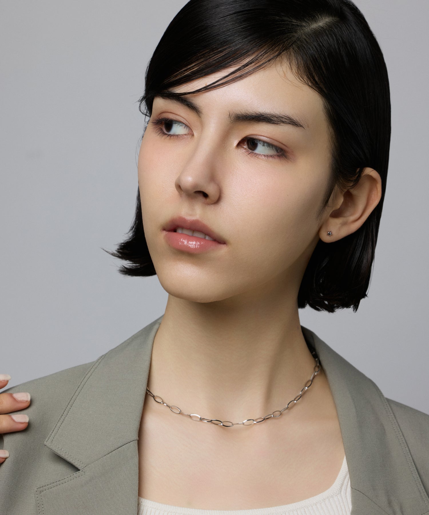 シルバー オーバルリンクチェーンネックレス 金属アレルギー対応 サージカルステンレス