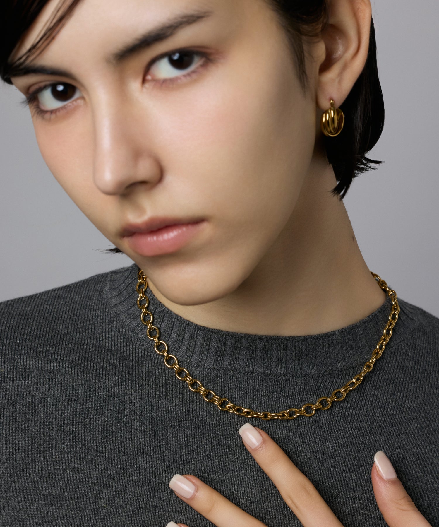 ゴールド ラウンドチェーンネックレス 金属アレルギー対応 サージカルステンレス