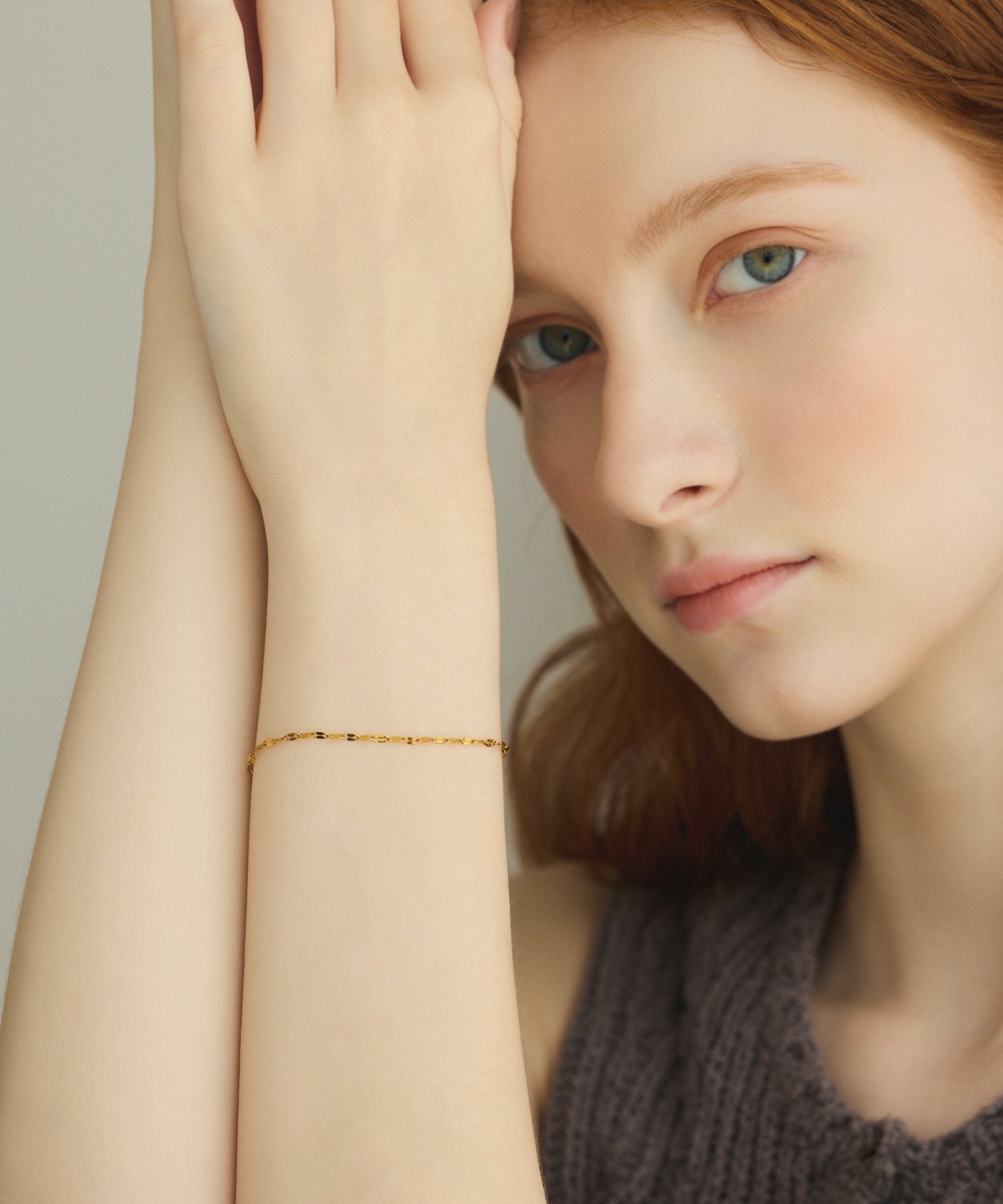ゴールド スリムペタルチェーンブレスレット 金属アレルギー対応 サージカルステンレス