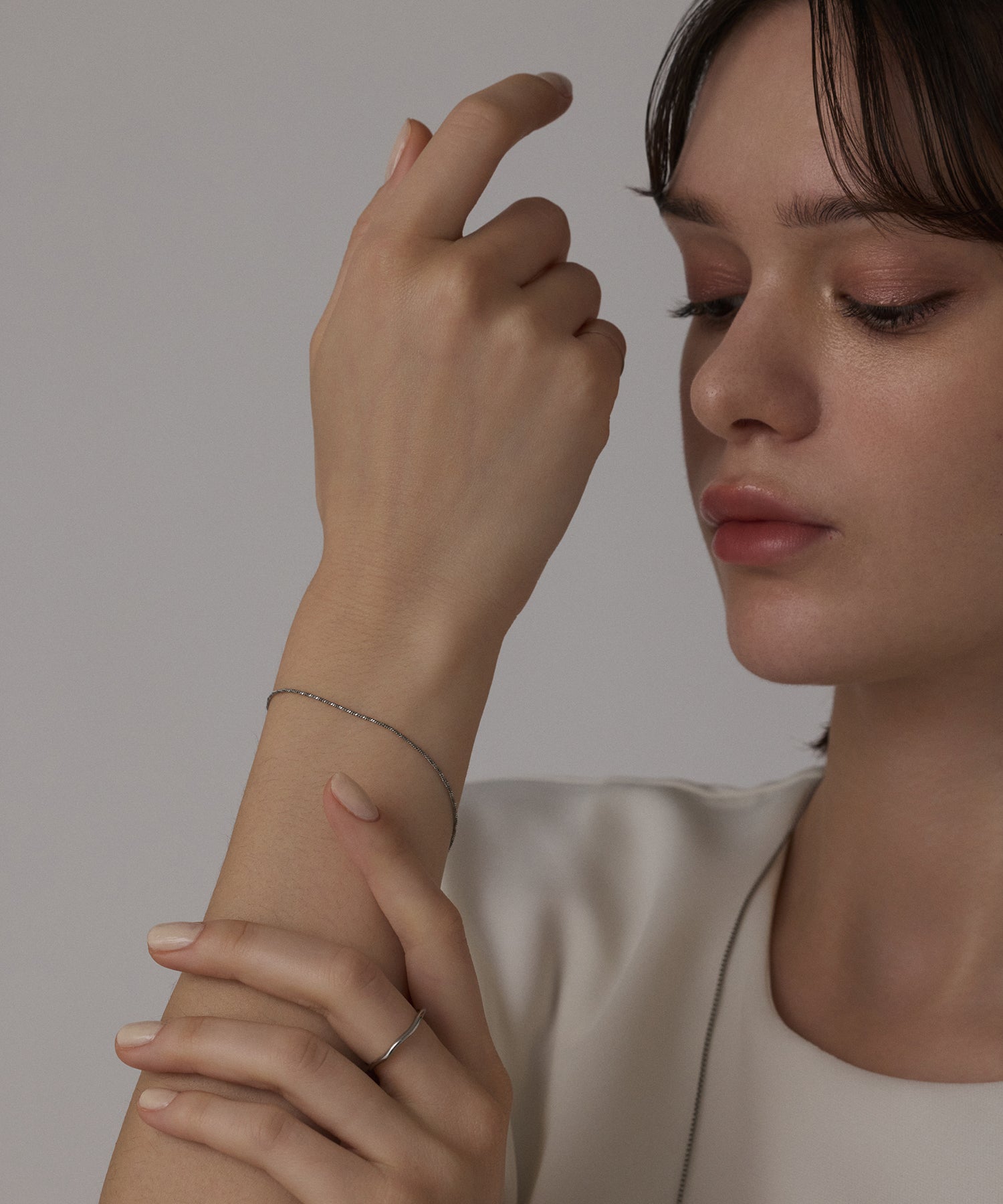 シルバー スレッドチェーンブレスレット 金属アレルギー対応 サージカルステンレス