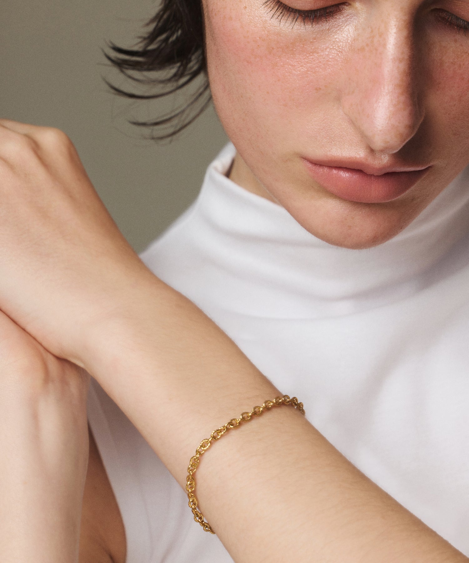 ゴールド トルクチェーンブレスレット 金属アレルギー対応 サージカルステンレス