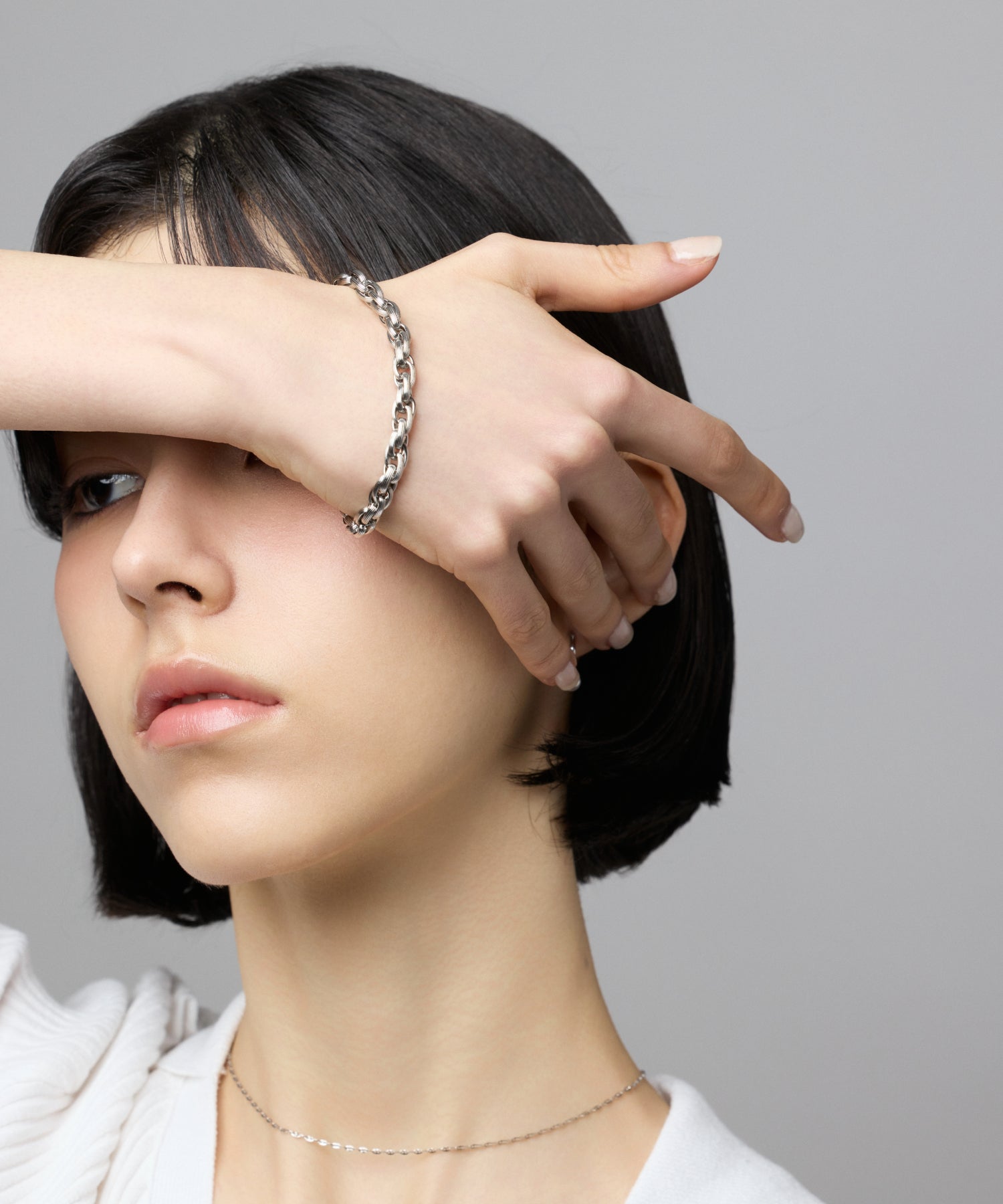シルバー ボリュームチェーンブレスレット 金属アレルギー対応 サージカルステンレス