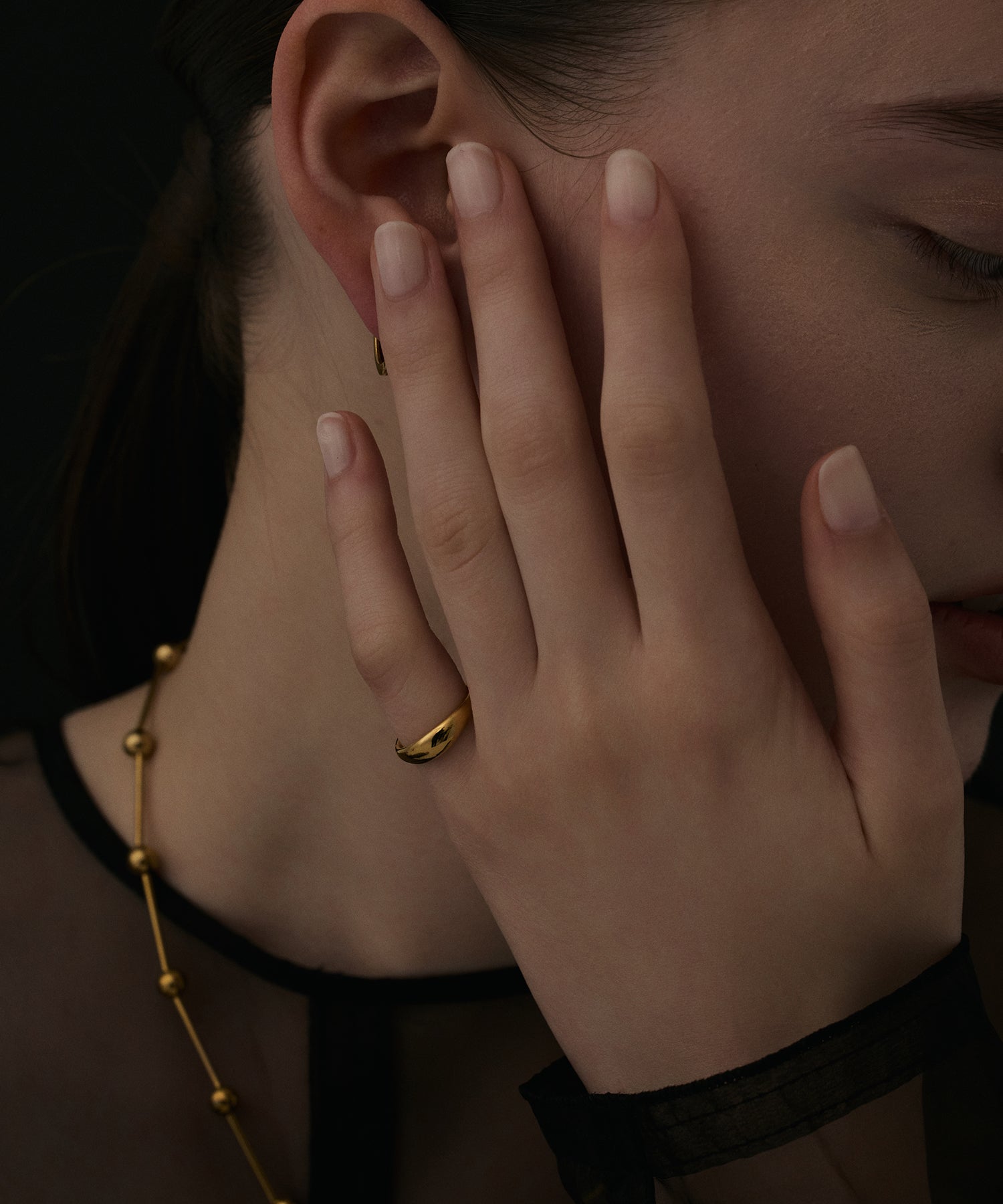 ゴールド プランプピンキーリング 金属アレルギー対応 サージカルステンレス