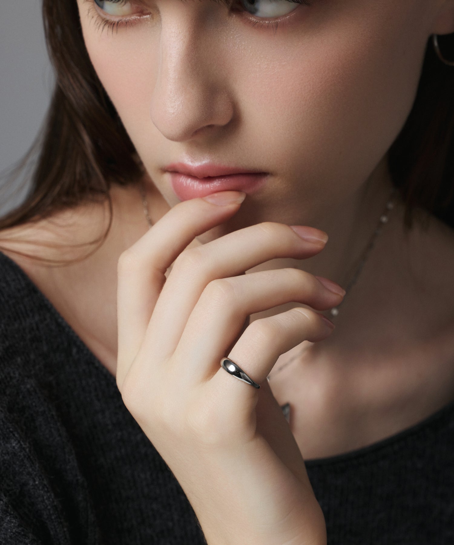 シルバー プランプピンキーリング 金属アレルギー対応 サージカルステンレス