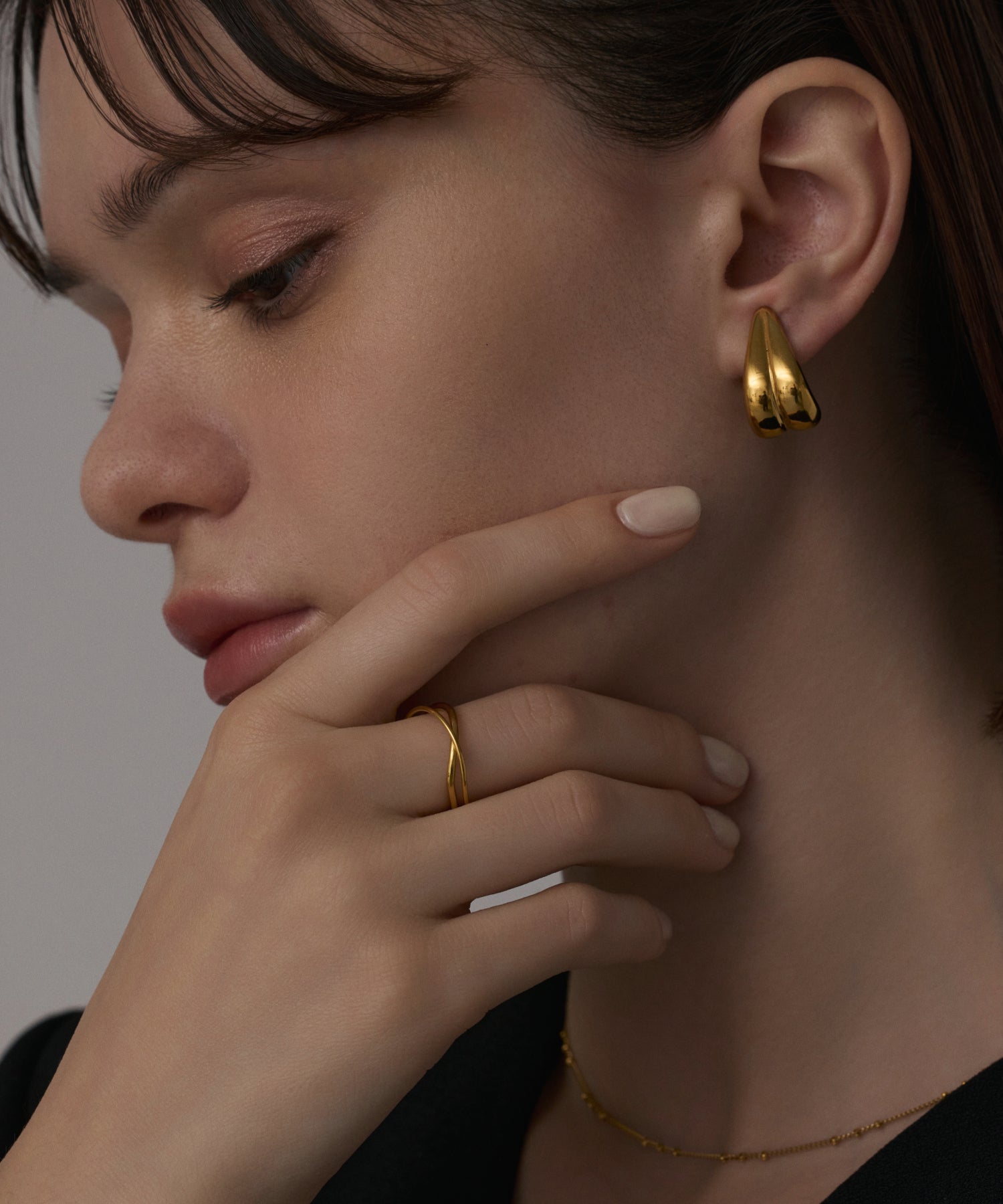 ゴールド ダブルフープリング 金属アレルギー対応 サージカルステンレス