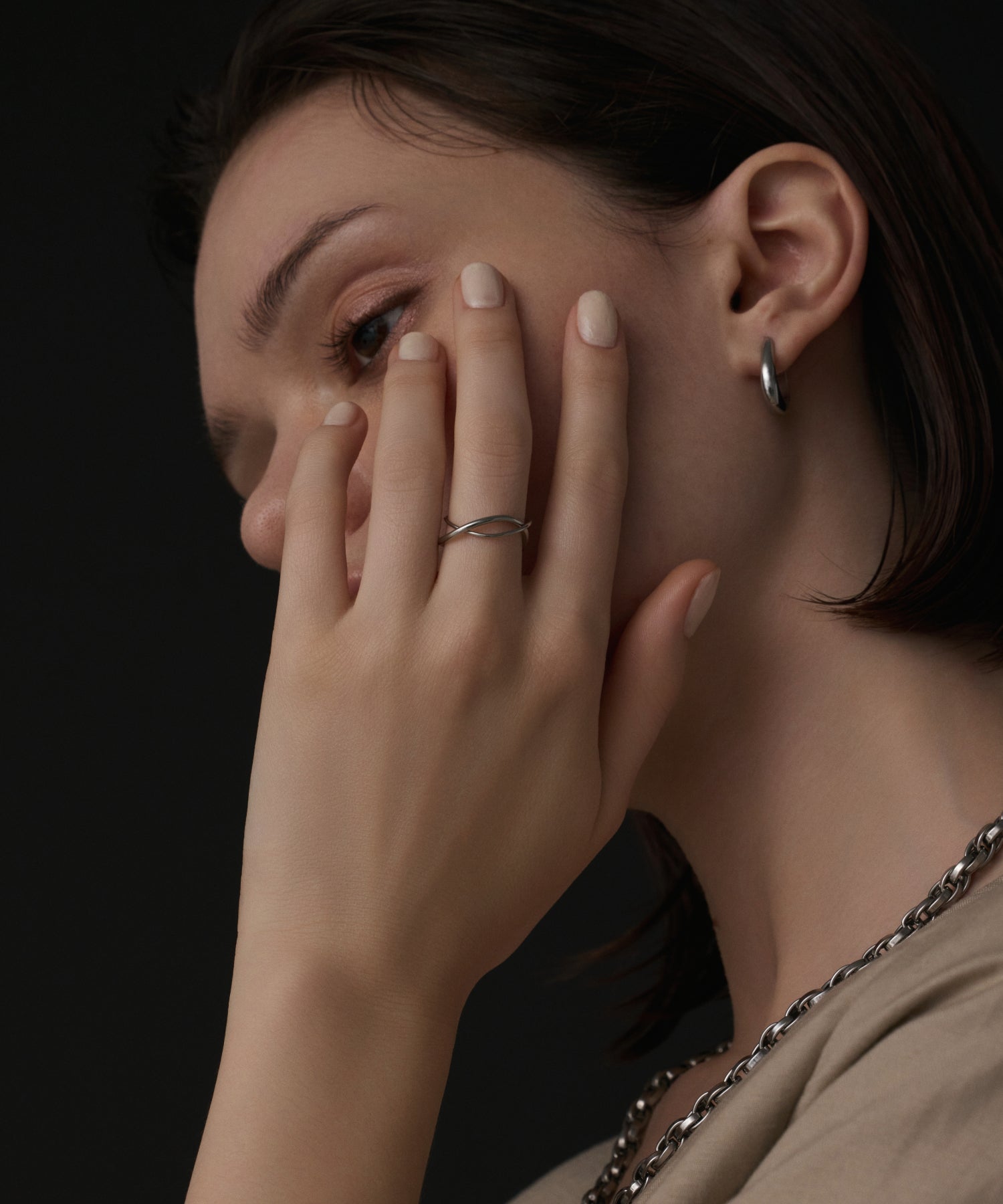 シルバー ダブルフープリング 金属アレルギー対応 サージカルステンレス