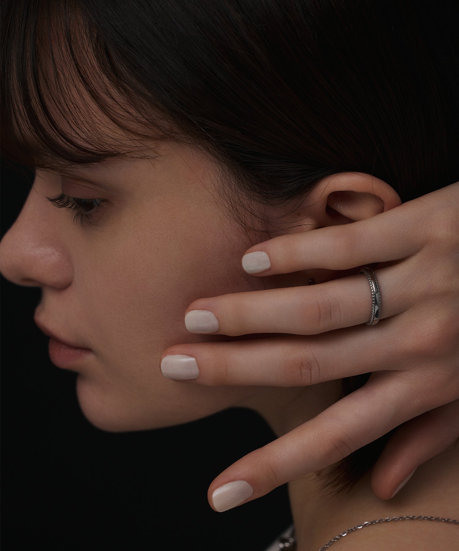 シルバー ダブルミルリング 金属アレルギー対応 サージカルステンレス