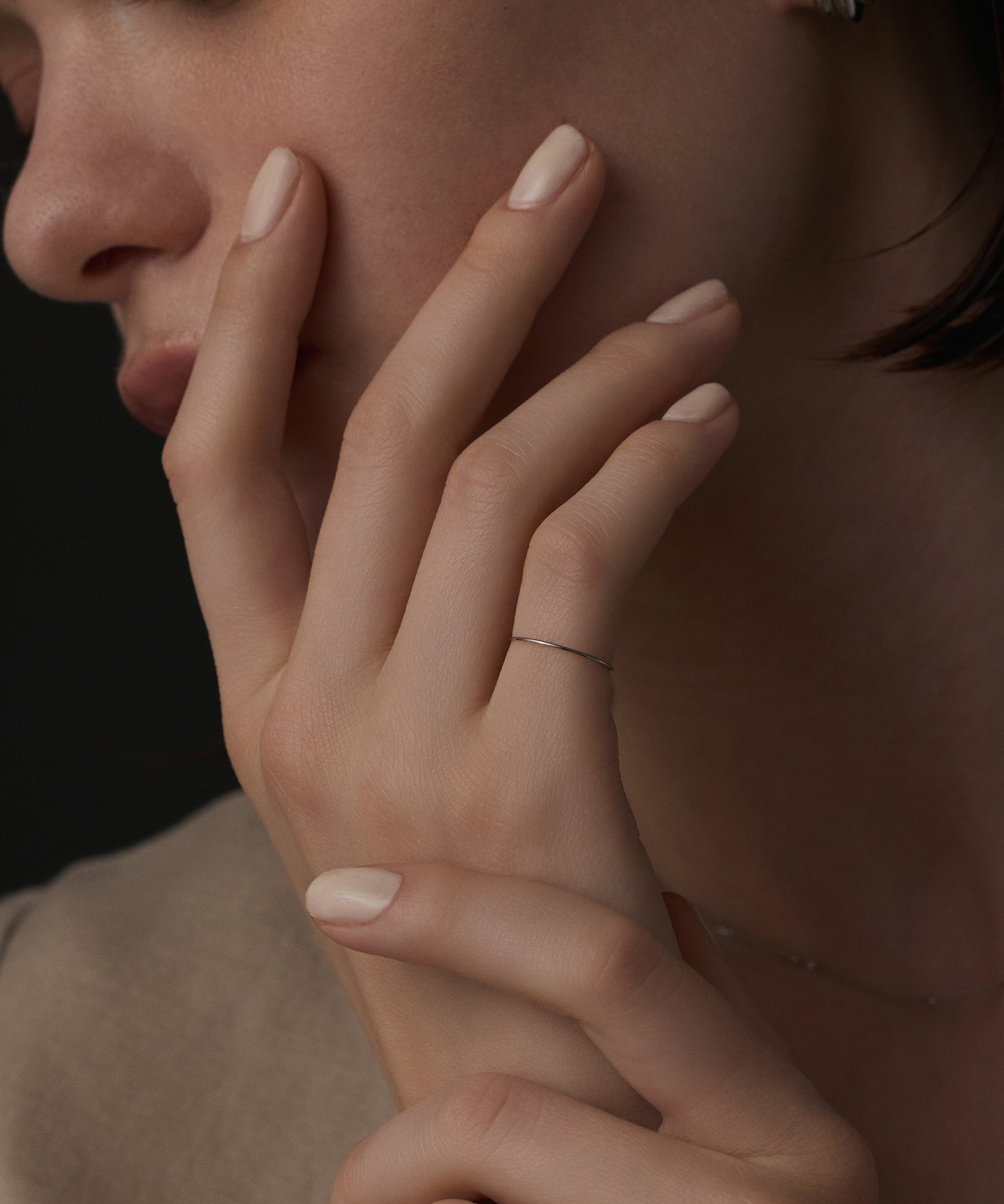 シルバー スリムシンプルピンキーリング 金属アレルギー対応 サージカルステンレス