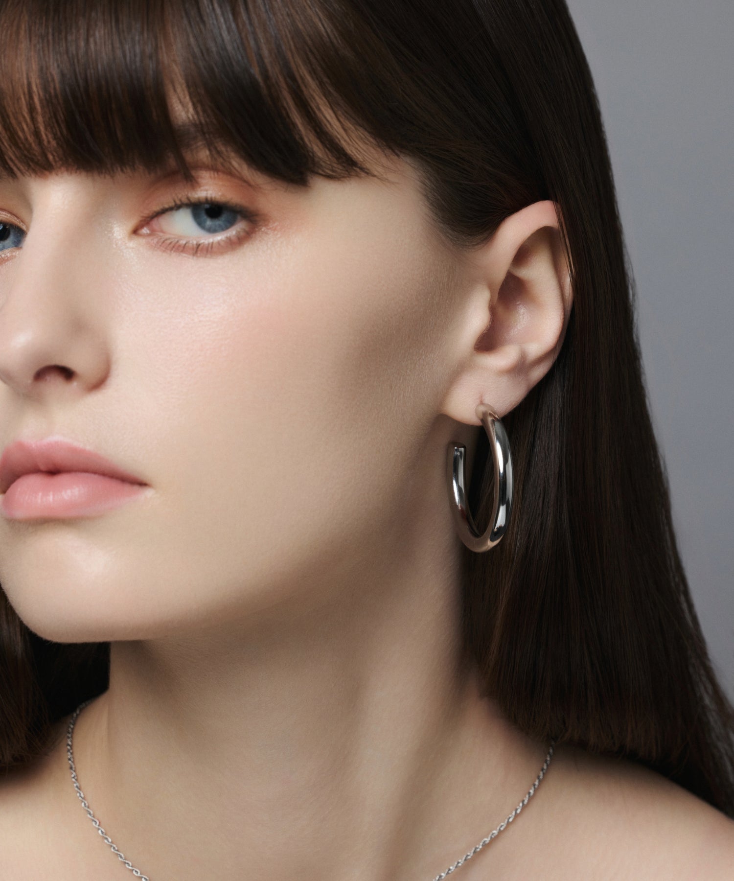 シルバー ボリュームパイプフープピアス 金属アレルギー対応 サージカルステンレス