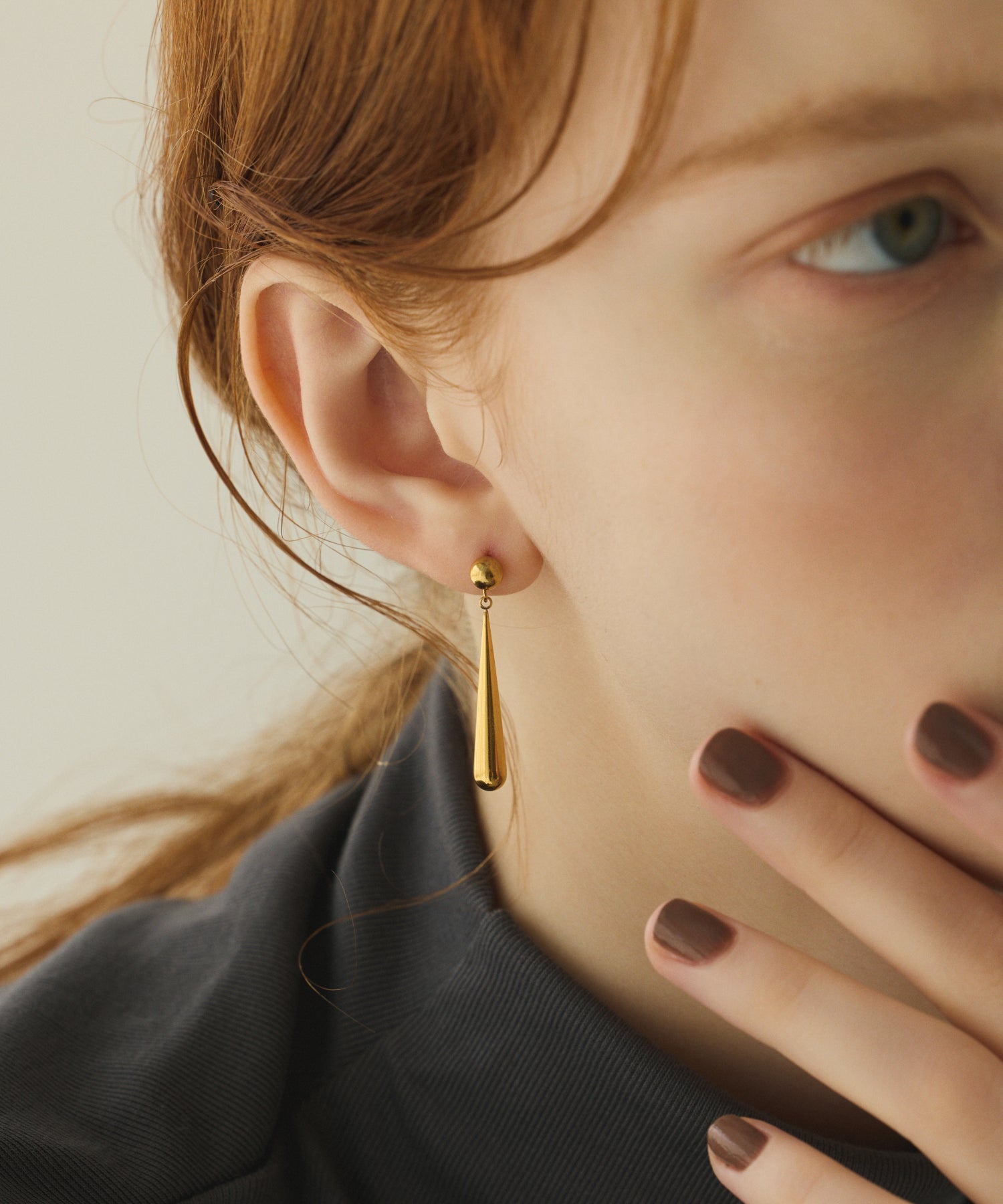 ゴールド しずくピアス 金属アレルギー対応 サージカルステンレス