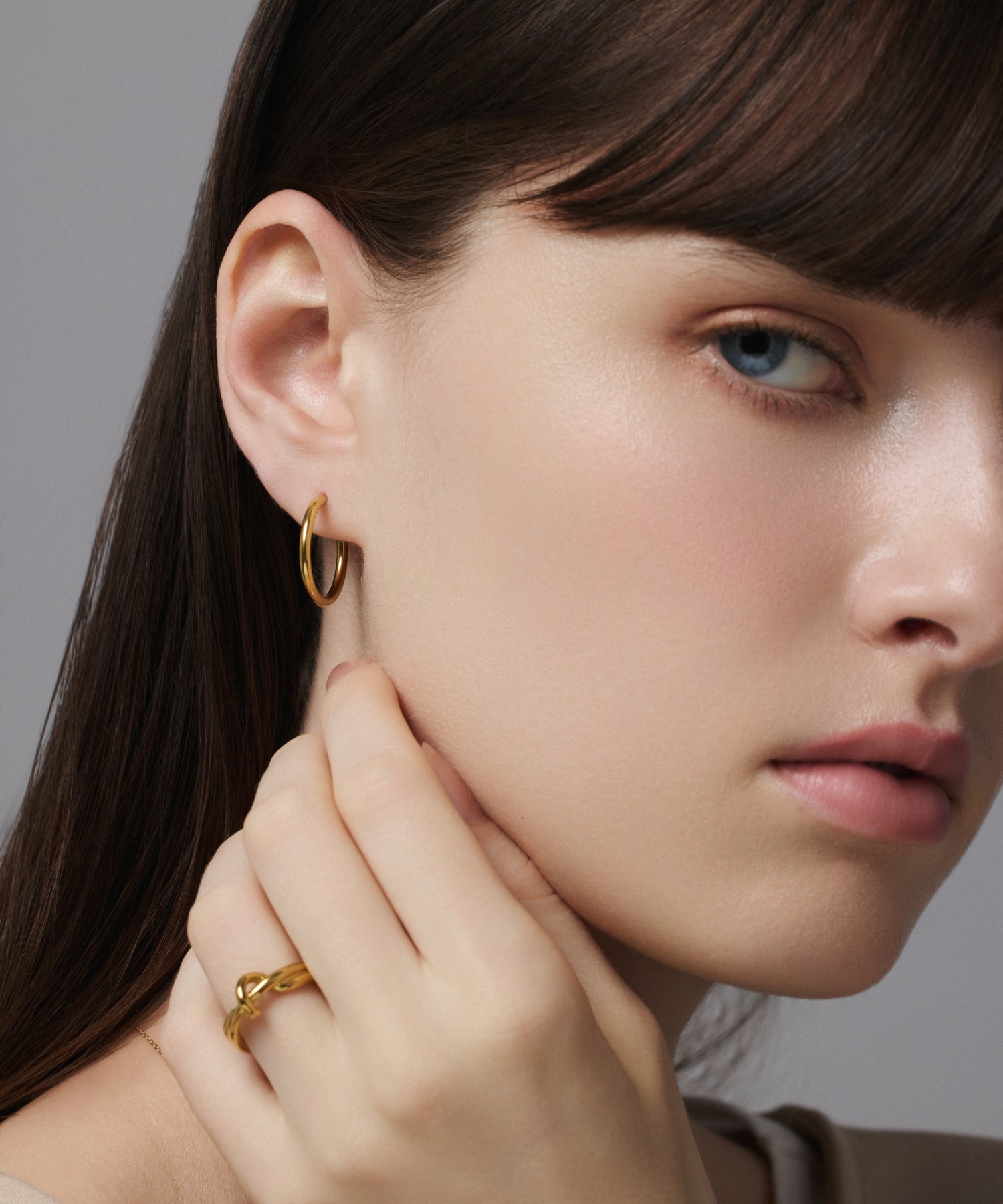 ゴールド ワンタッチループピアス20mm 金属アレルギー対応 サージカルステンレス