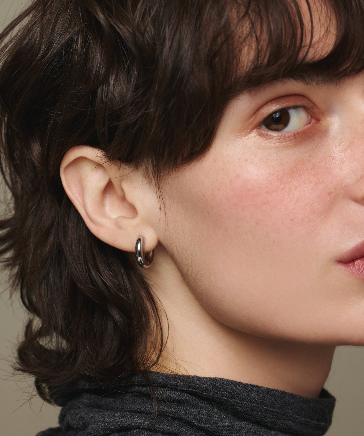 シルバー ループピアス(medium) 金属アレルギー対応 サージカルステンレス