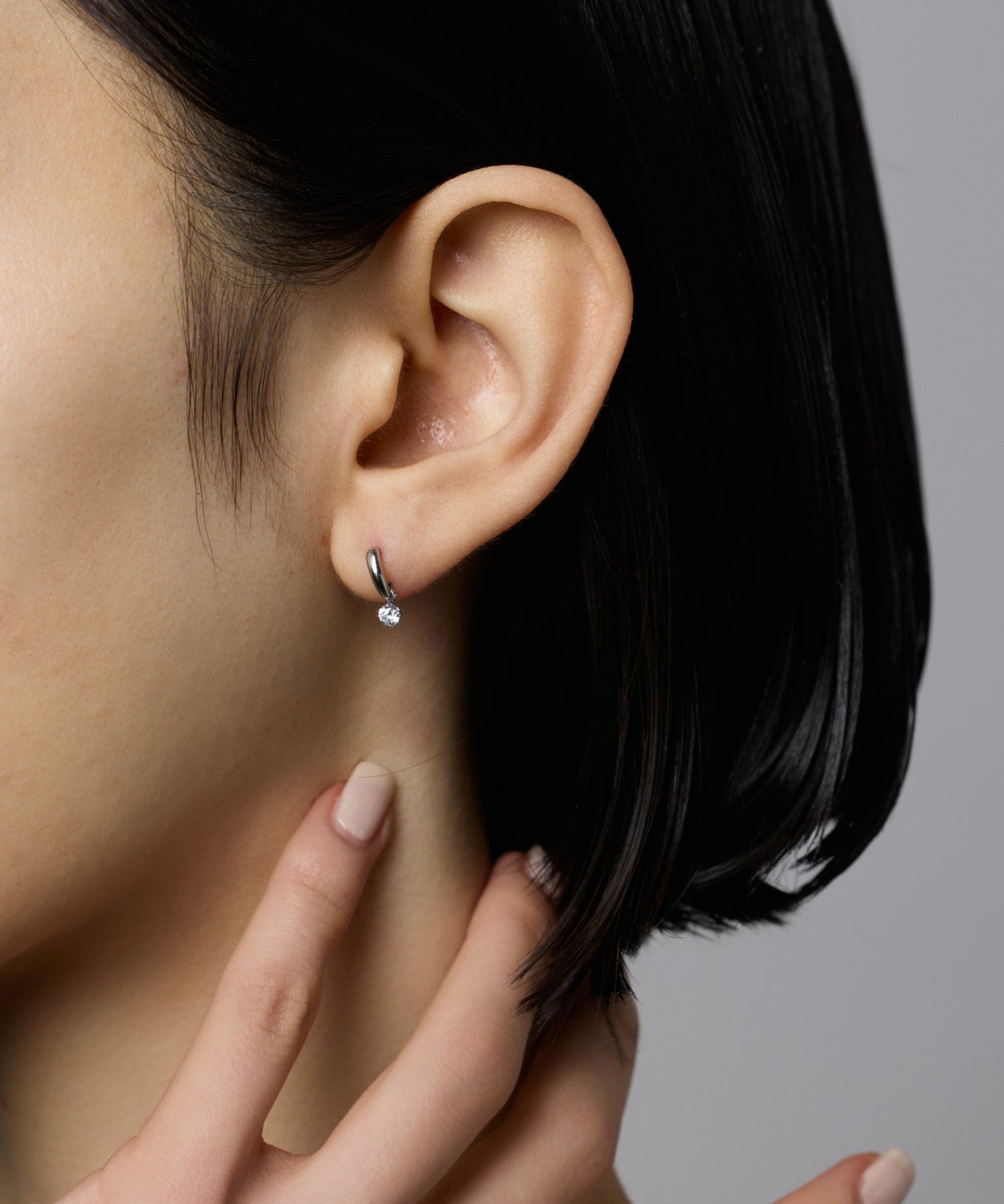 [銀色鋯石掉落耳環