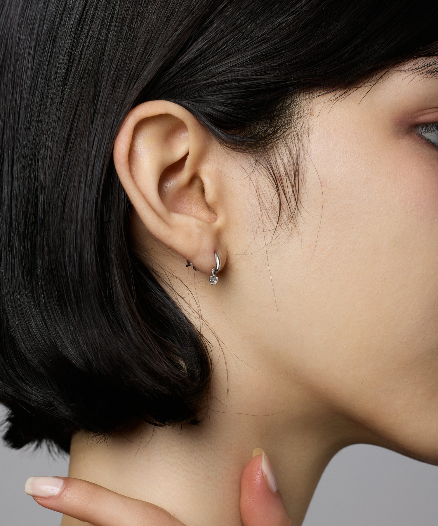 [銀色鋯石掉落耳環