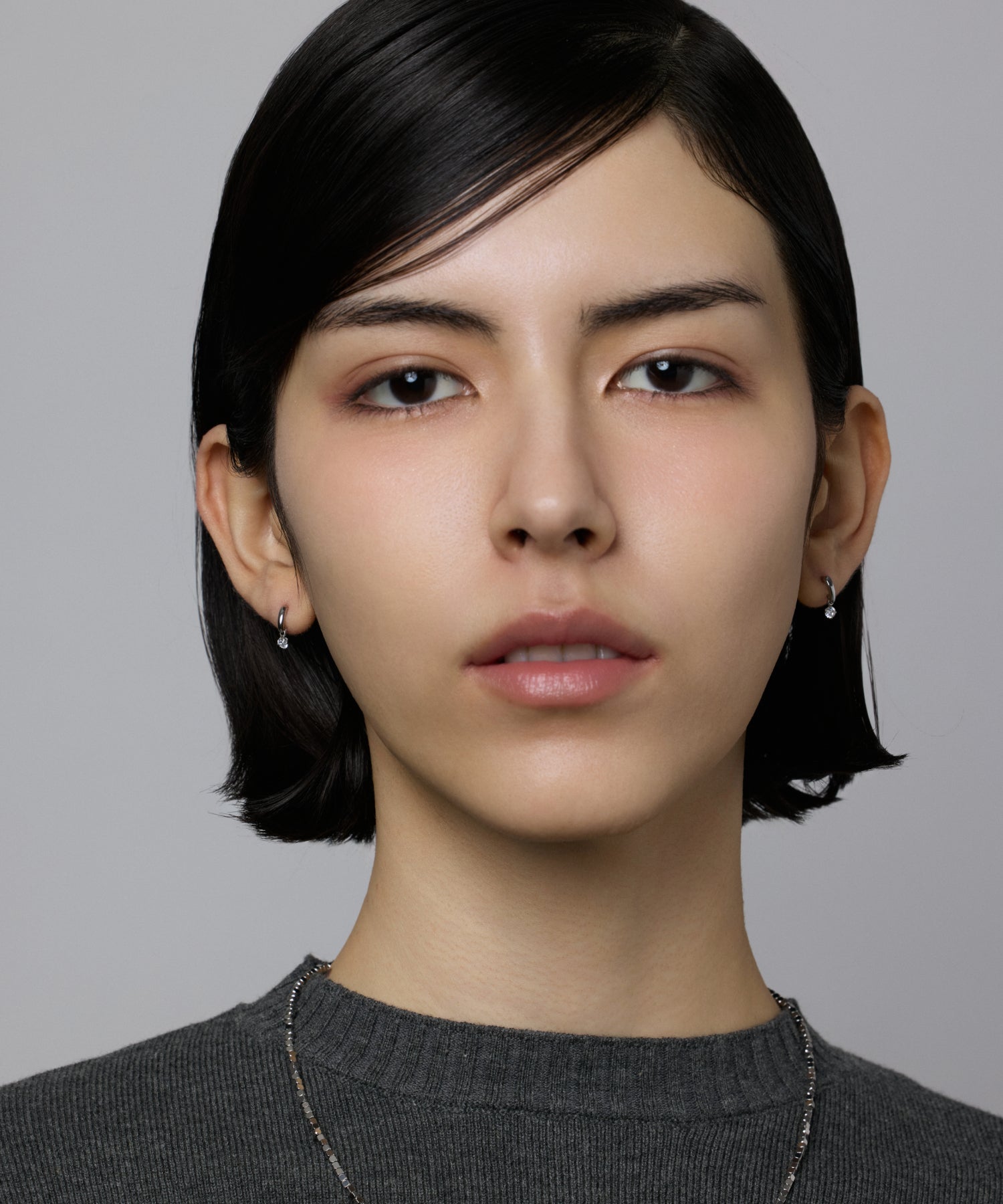 [銀色鋯石掉落耳環