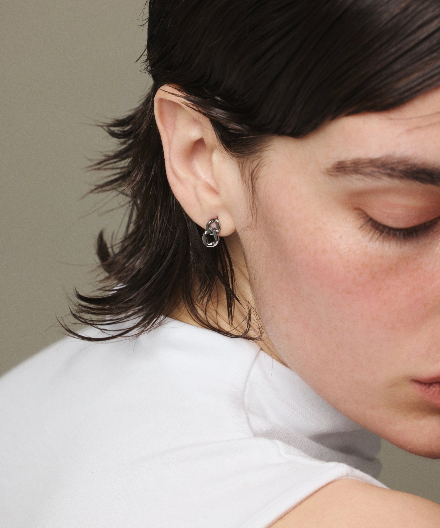 シルバー リンクピアス 金属アレルギー対応 サージカルステンレス