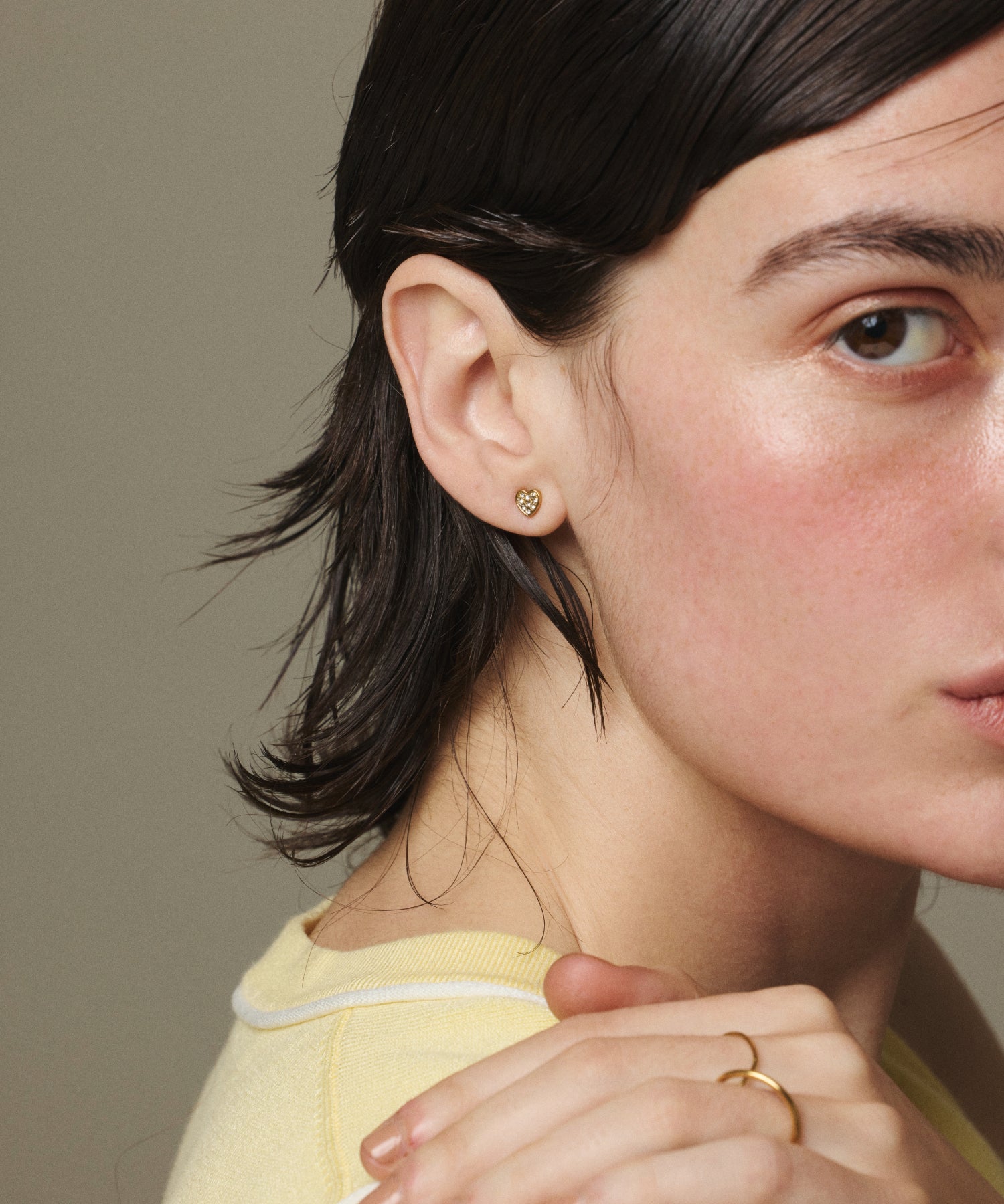 ゴールド ジルコニアハートピアス 金属アレルギー対応 サージカルステンレス