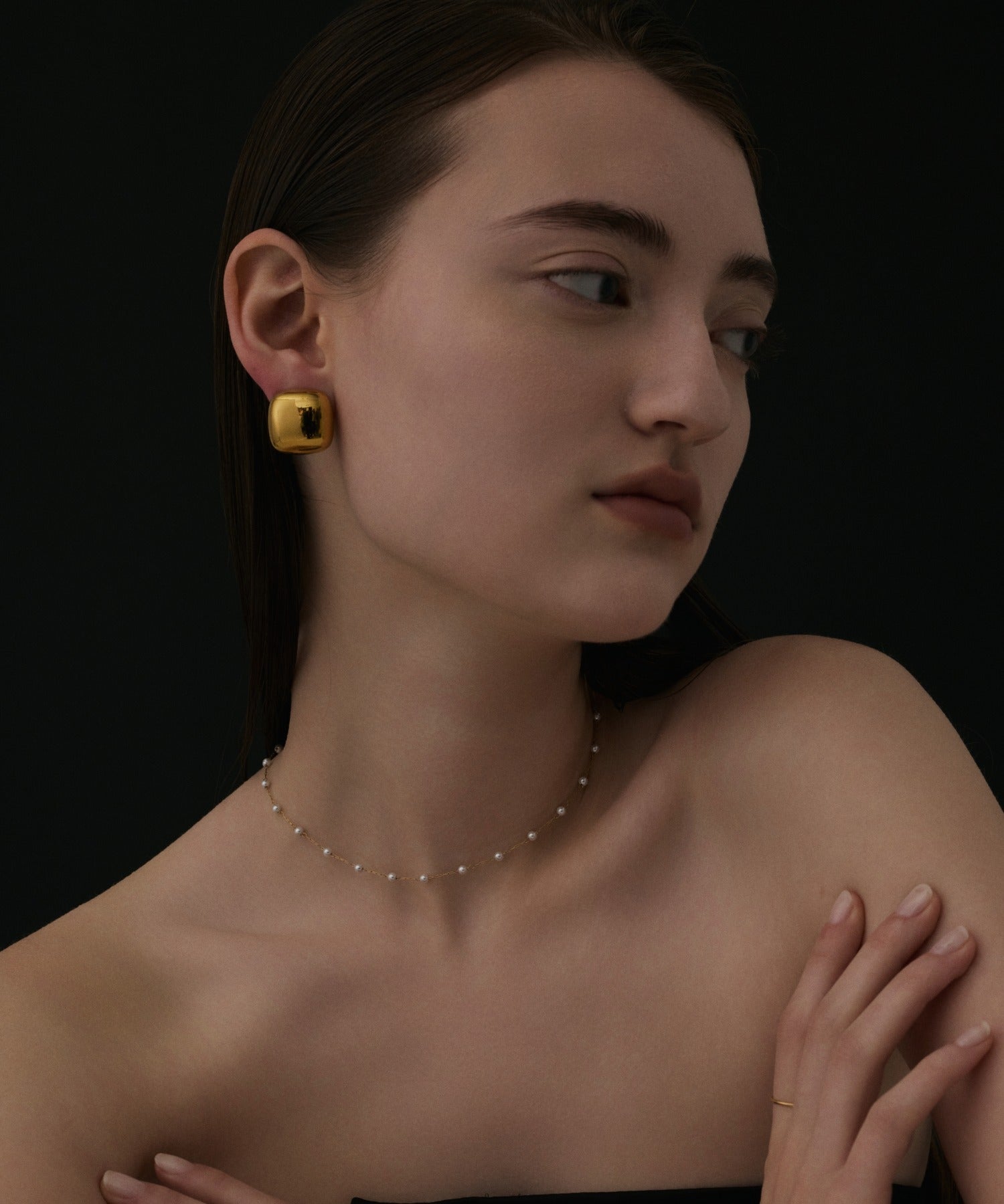 ゴールド スクエアイヤリング 金属アレルギー対応 サージカルステンレス