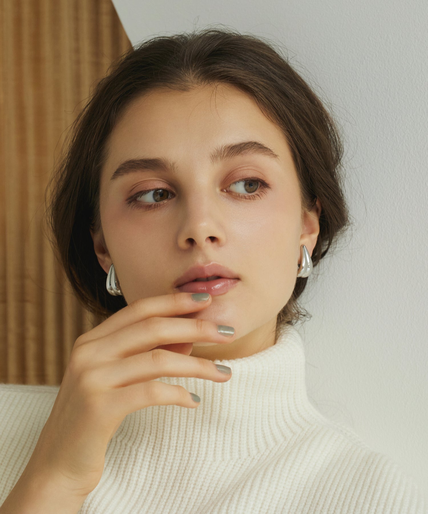 シルバー ダブルラインドロップイヤリング 金属アレルギー対応 サージカルステンレス