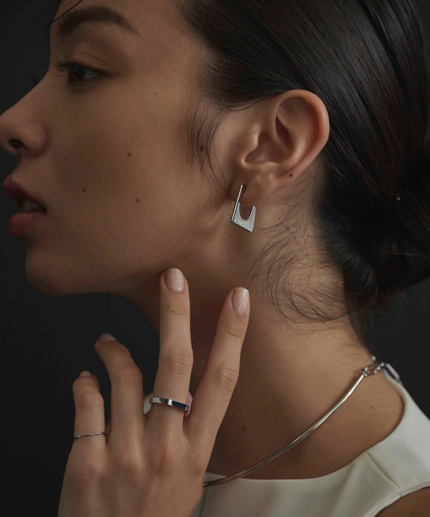 シルバー]パネルフープピアス – CENE