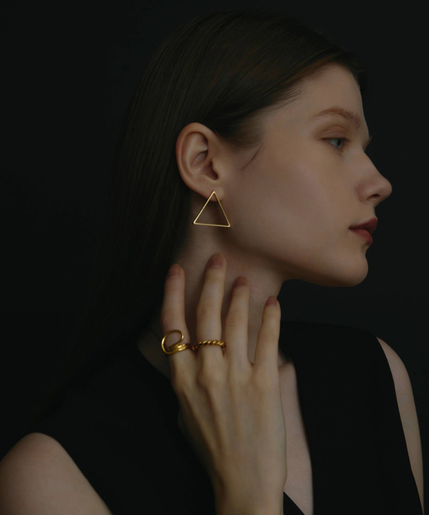 CENE セネ サージカルステンレス 金属アレルギー プレゼント ギフト 高見え 高級感 ゴールド ライントライアドピアス デルタ型 トライアングル 三角