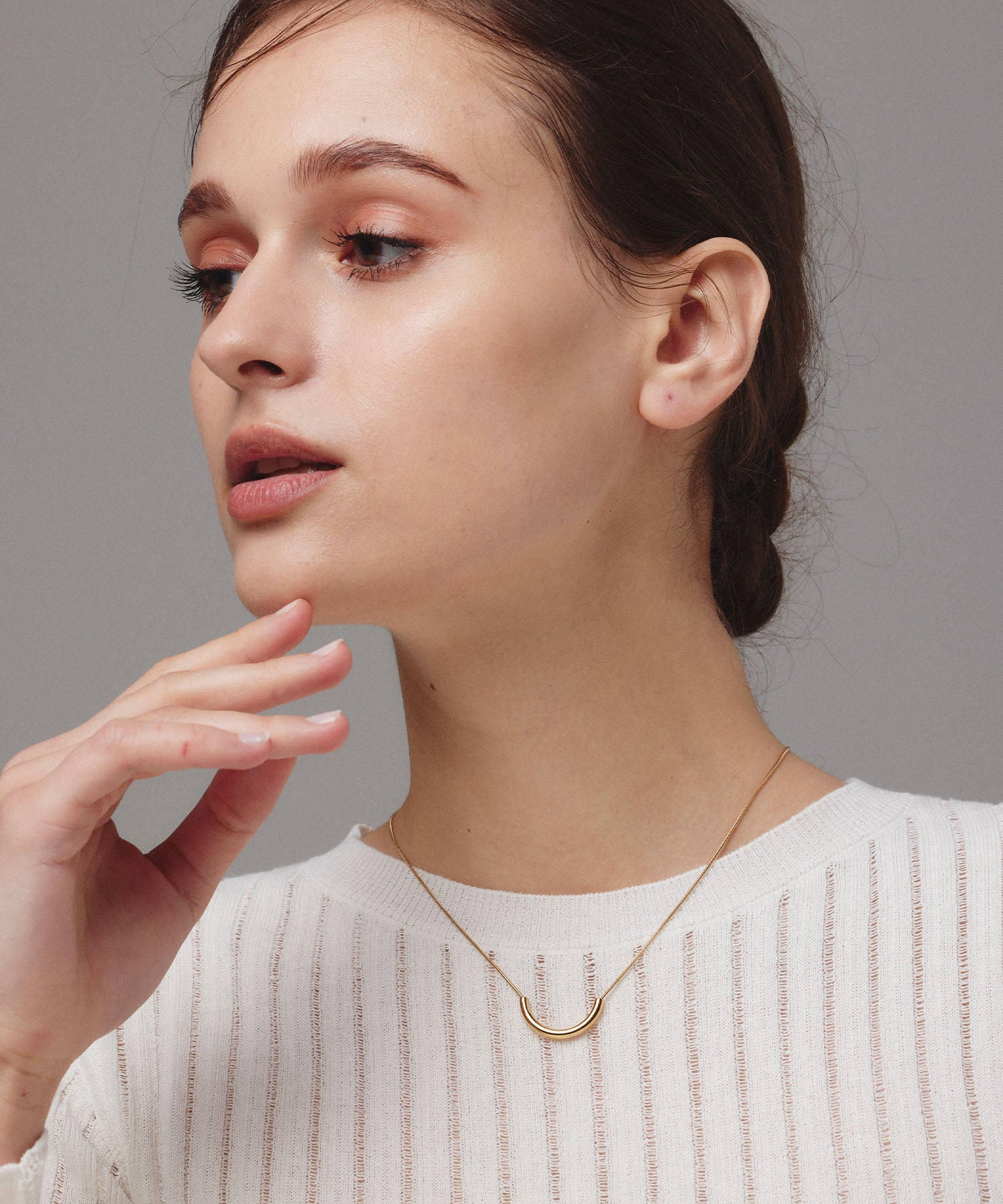 ゴールド パイプトップネックレス 金属アレルギー対応 サージカルステンレス