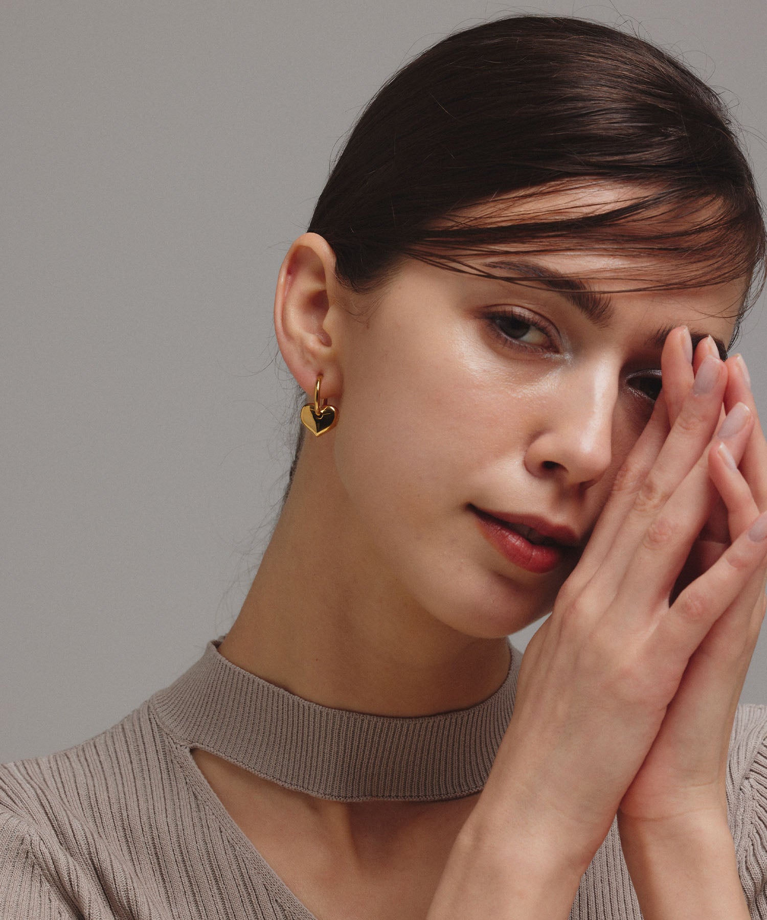 ゴールド ハートフープイヤリング 金属アレルギー対応 サージカルステンレス