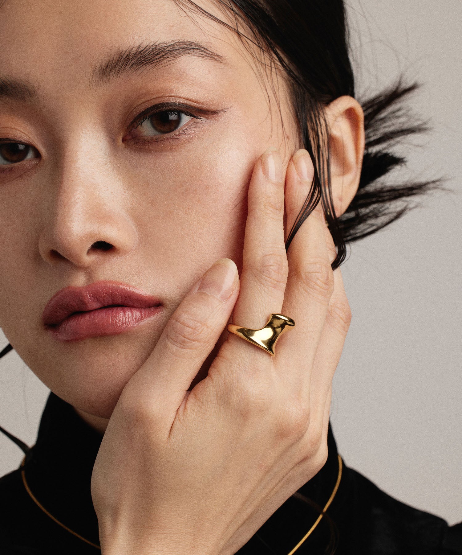 ゴールド ウェーブリング 金属アレルギー対応 サージカルステンレス