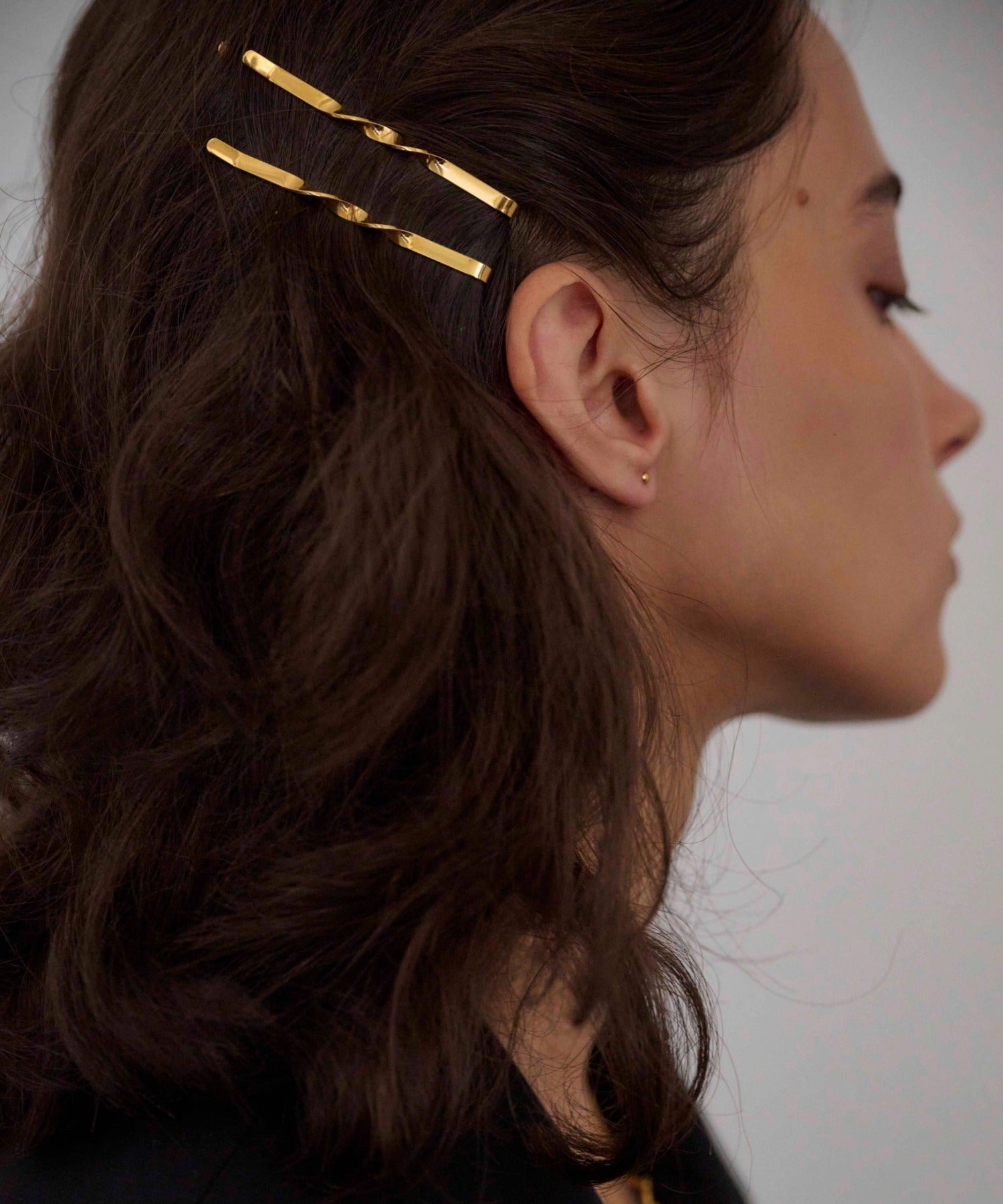 2Pツイストヘアピン ゴールド ヘアアクセサリー 金属アレルギー対応 サージカルステンレス