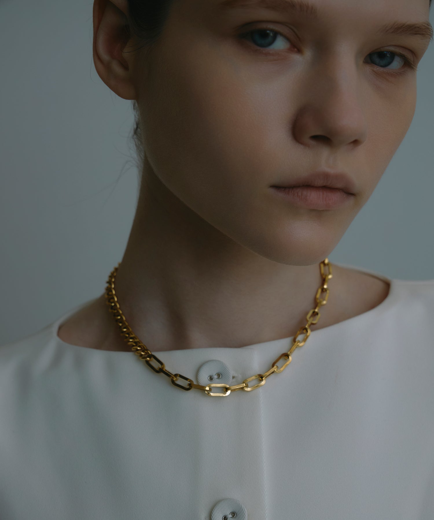 ゴールド アシンメトリーチェーンネックレス 金属アレルギー対応 サージカルステンレス