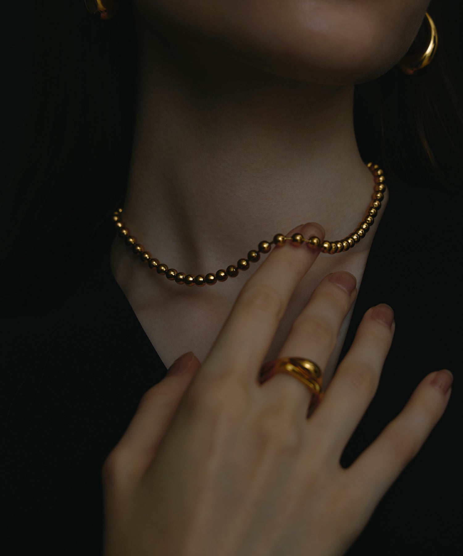 ゴールド アンサンブルドットネックレス 金属アレルギー対応 サージカルステンレス