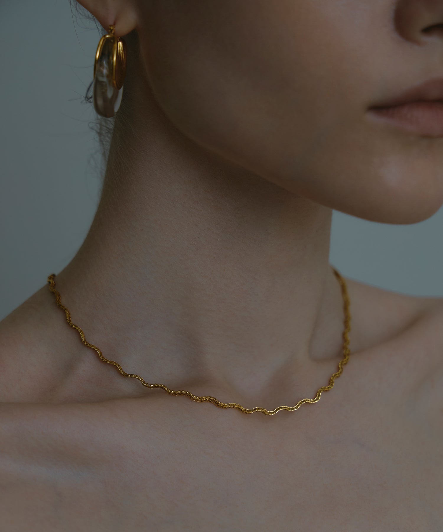 ゴールド フローチェーンネックレス 金属アレルギー対応 サージカルステンレス