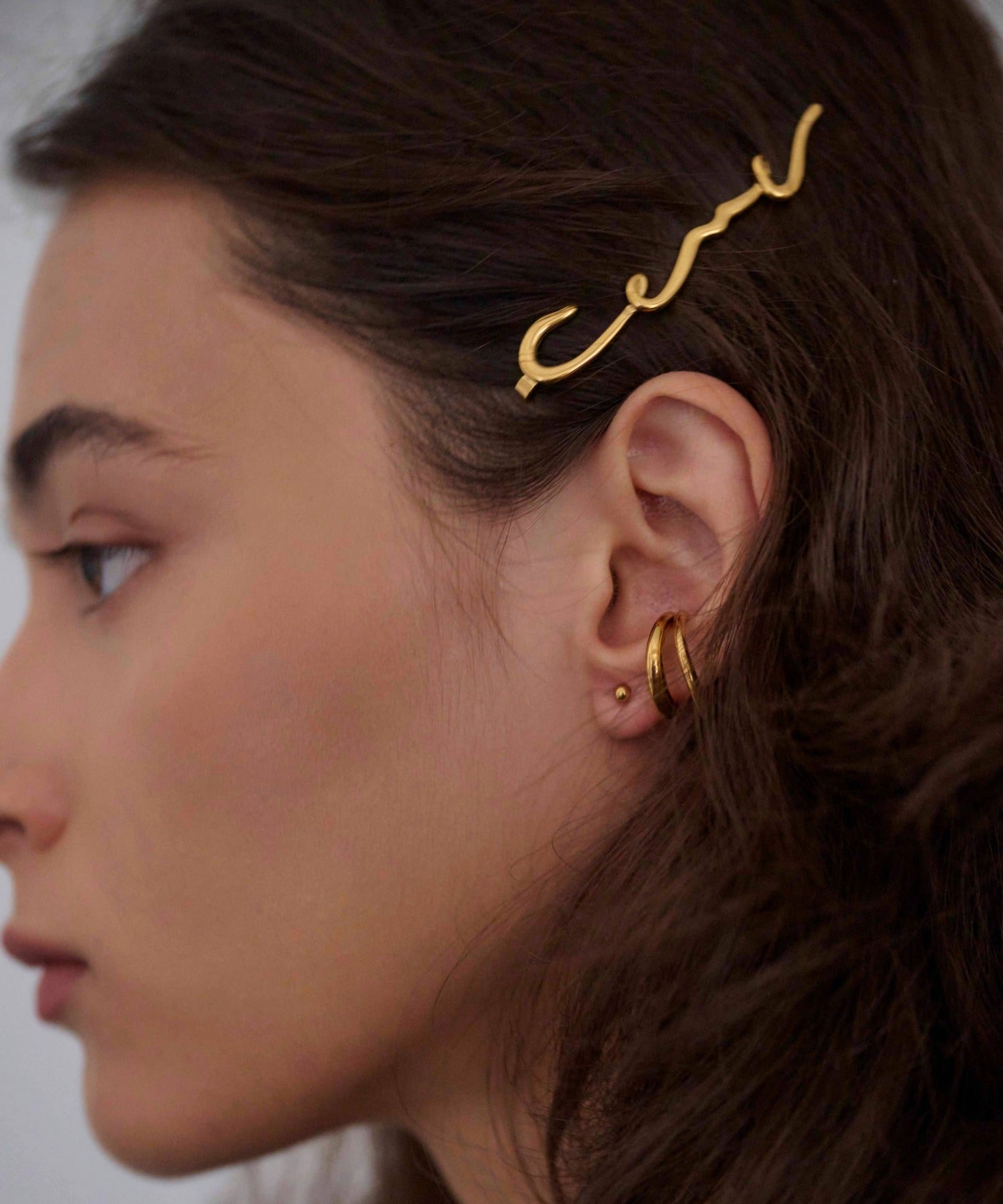 ロゴヘアピン ゴールド ヘアアクセサリー 金属アレルギー対応 サージカルステンレス