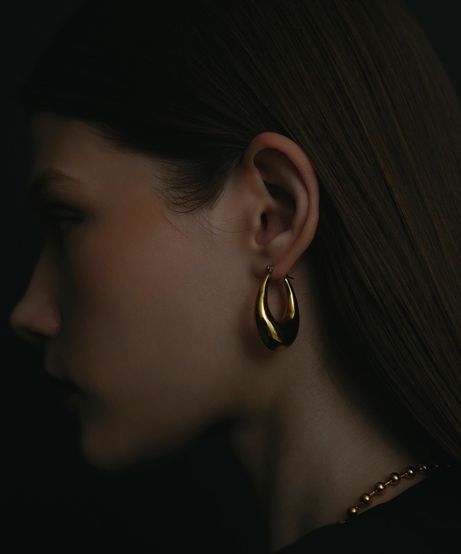 ゴールド オーバルブルームピアス 金属アレルギー対応 サージカルステンレス