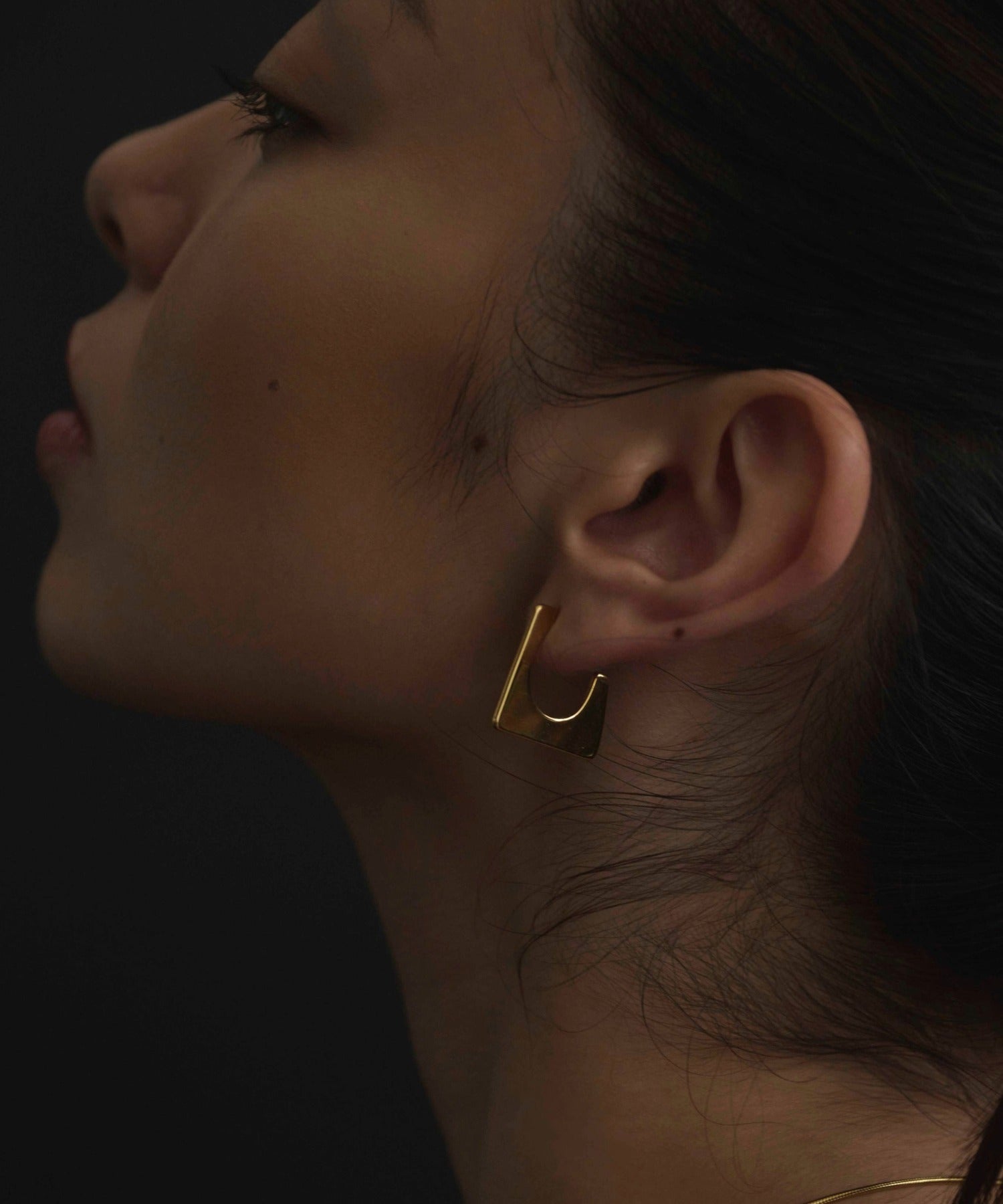 ゴールド パネルフープピアス 金属アレルギー対応 サージカルステンレス