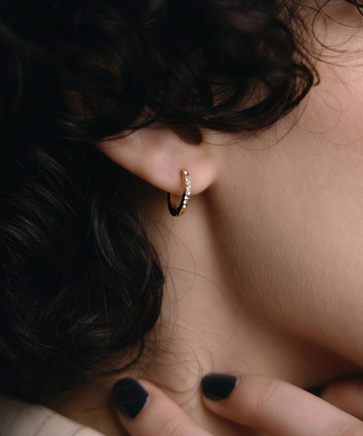 ゴールド ジルコニアフープピアス 金属アレルギー対応 サージカルステンレス