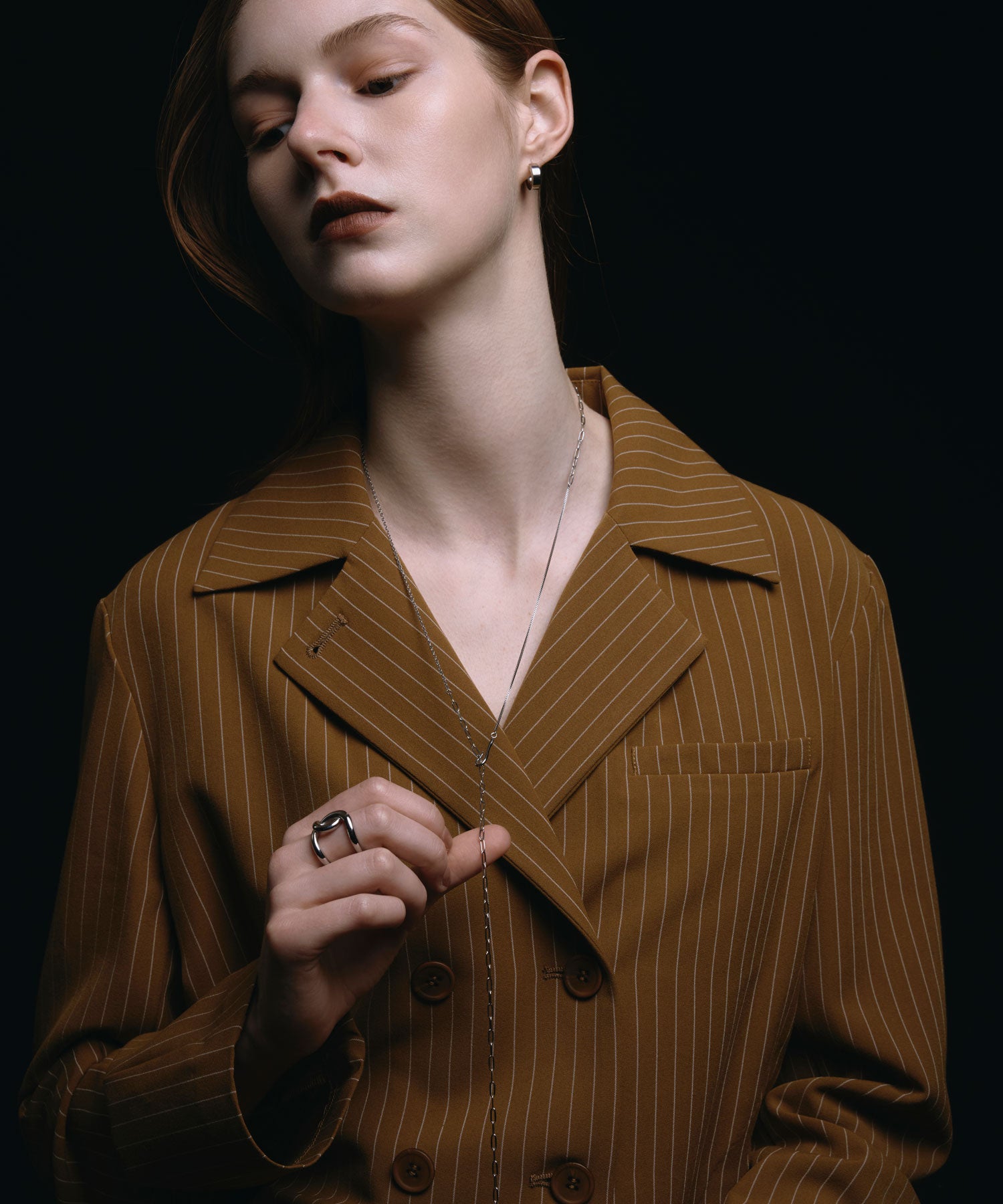 シルバー ミックスチェーンラリエット 金属アレルギー対応 サージカルステンレス