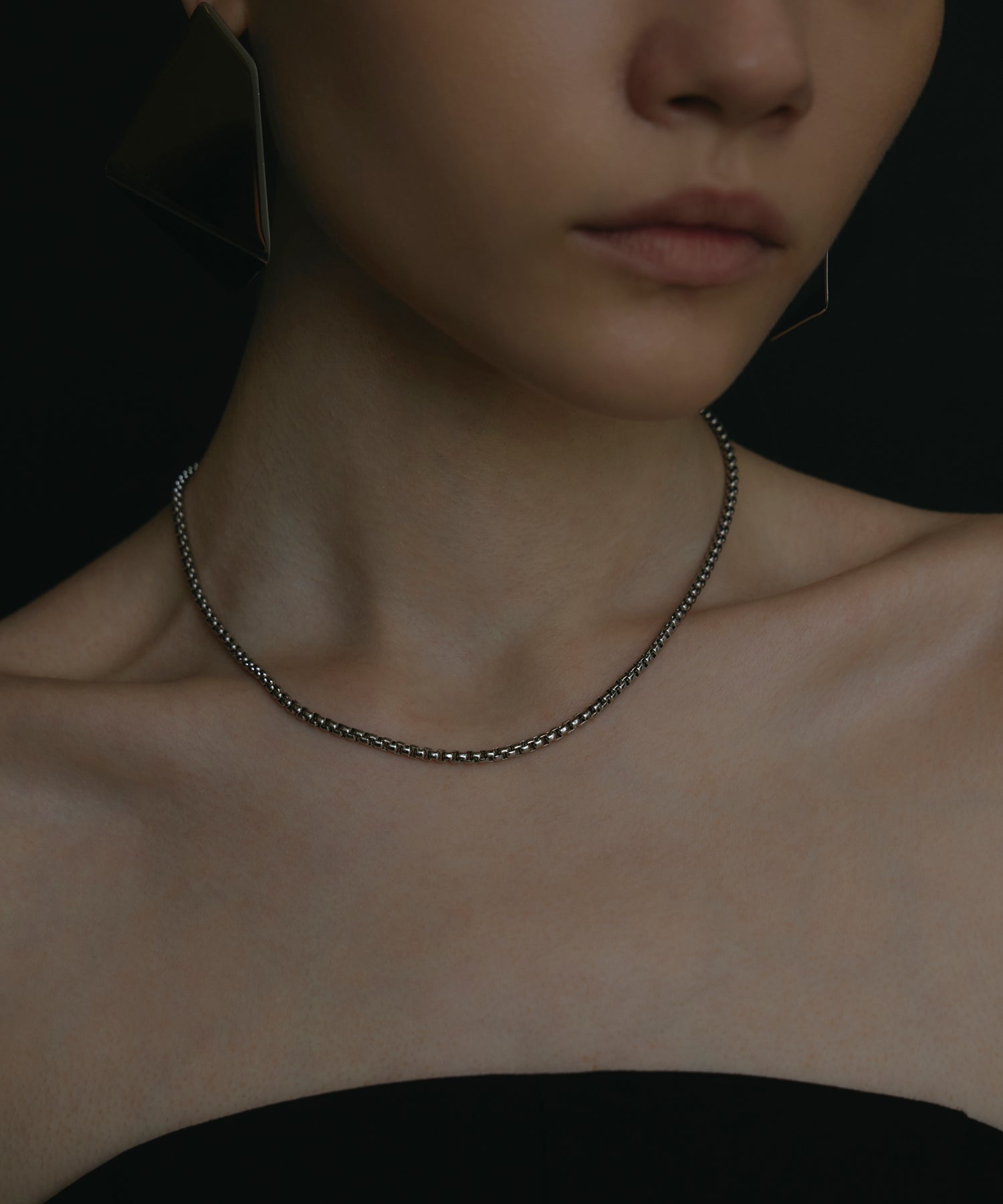 アークボックスチェーンネックレス シルバー 金属アレルギー対応 サージカルステンレス