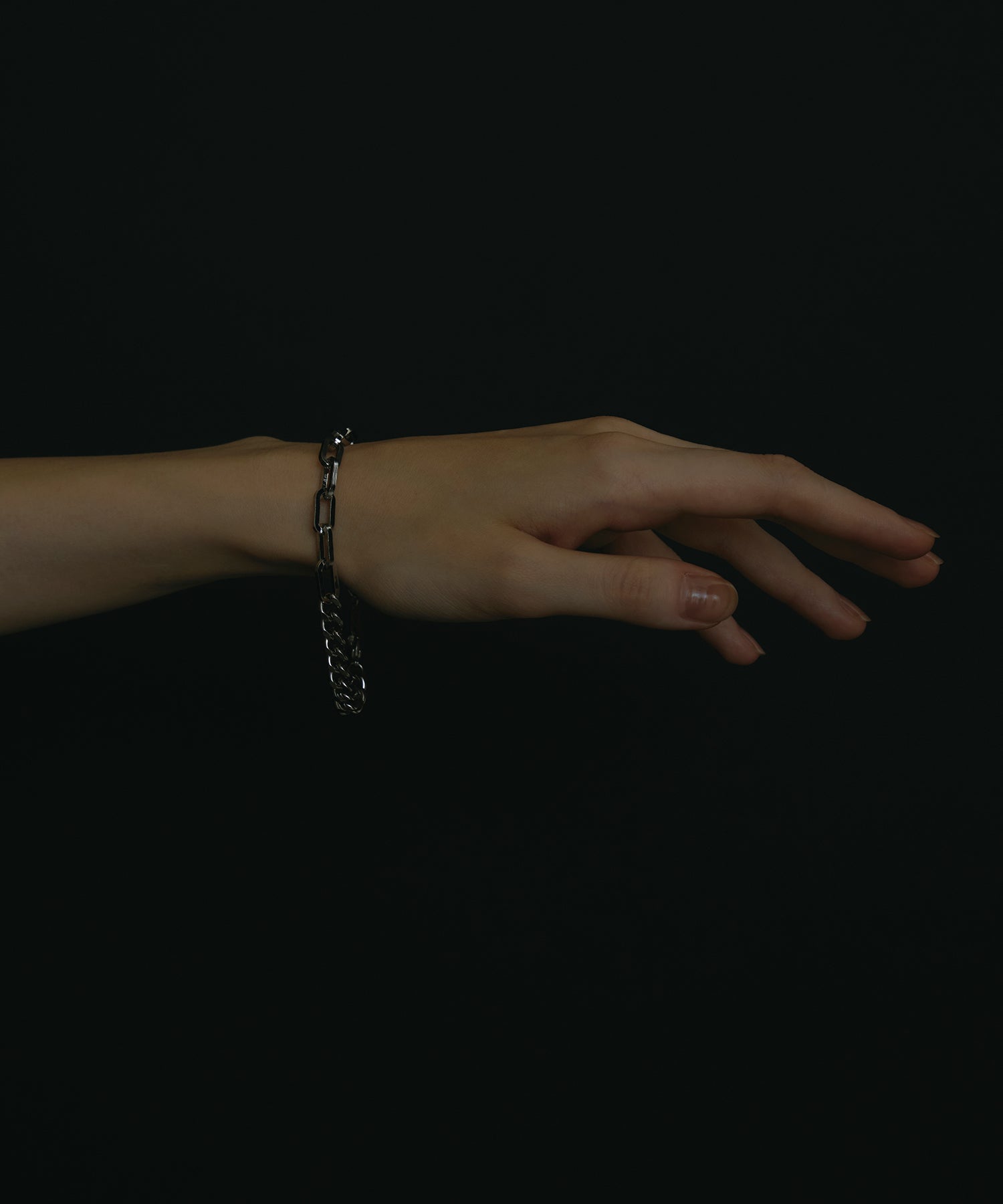 シルバー アシンメトリーチェーンブレスレット 金属アレルギー対応 サージカルステンレス