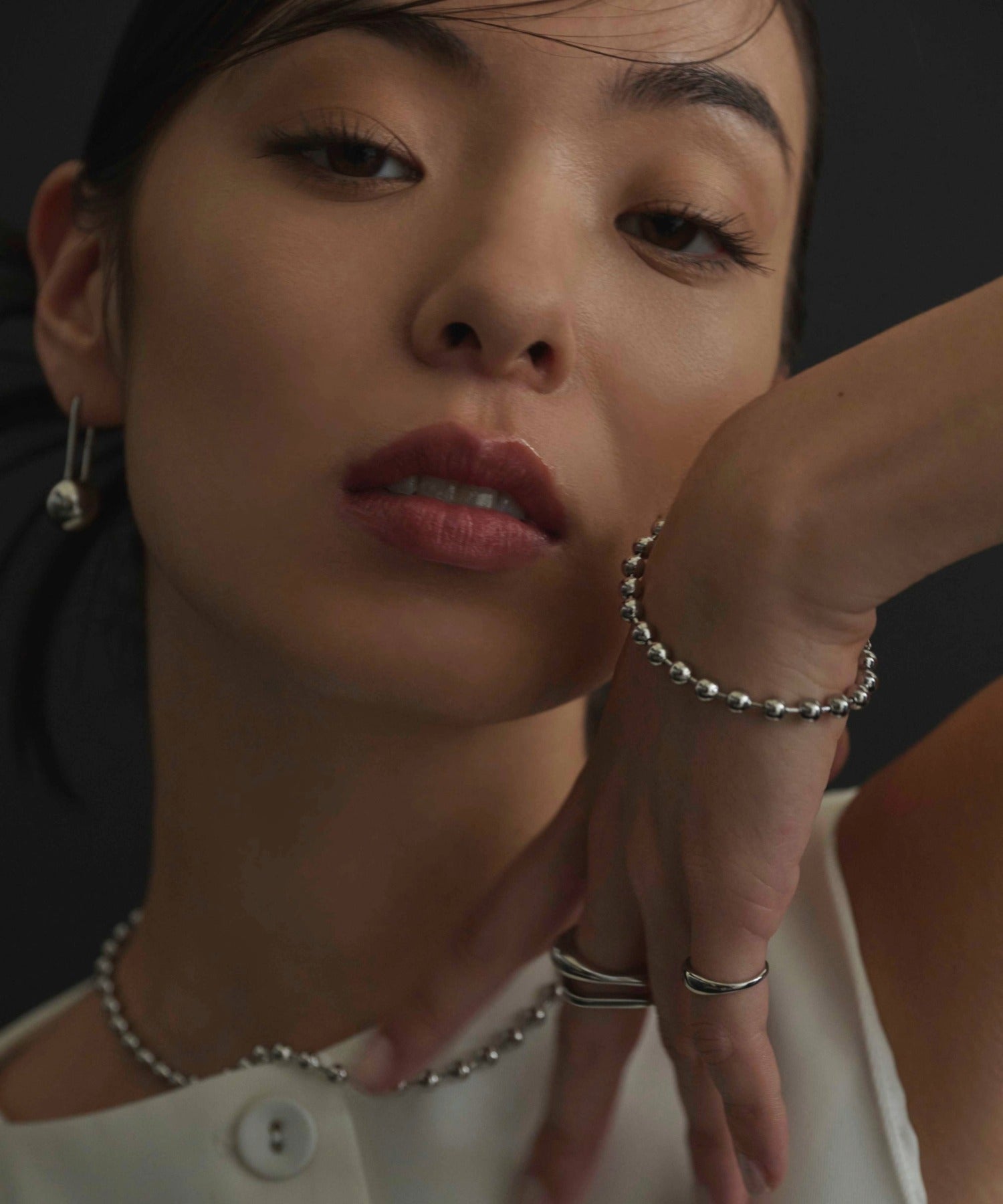 シルバー アンサンブル ドット ブレスレット 金属アレルギー対応 サージカルステンレス