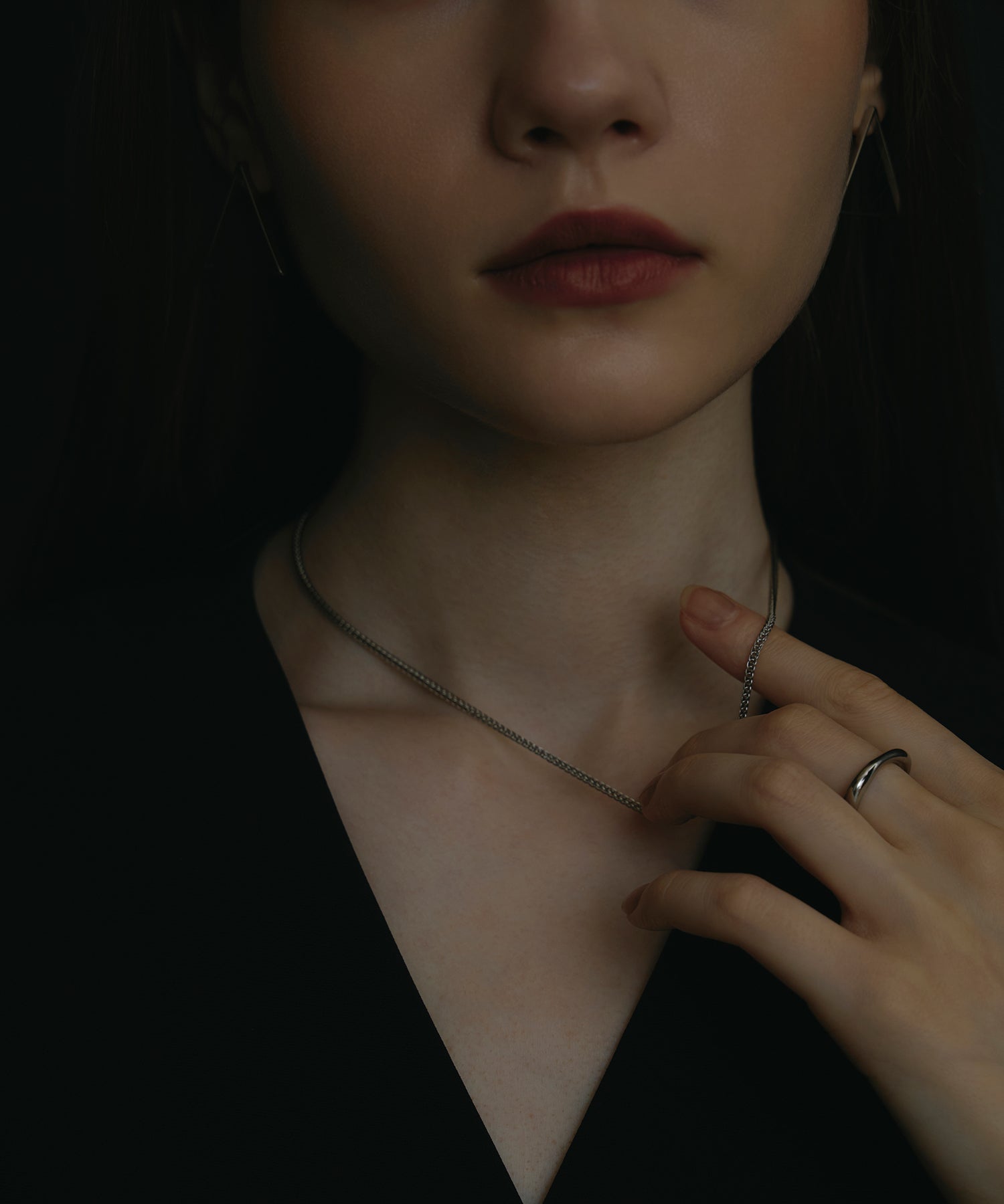 シルバー メッシュチェーンネックレス 金属アレルギー対応 サージカルステンレス