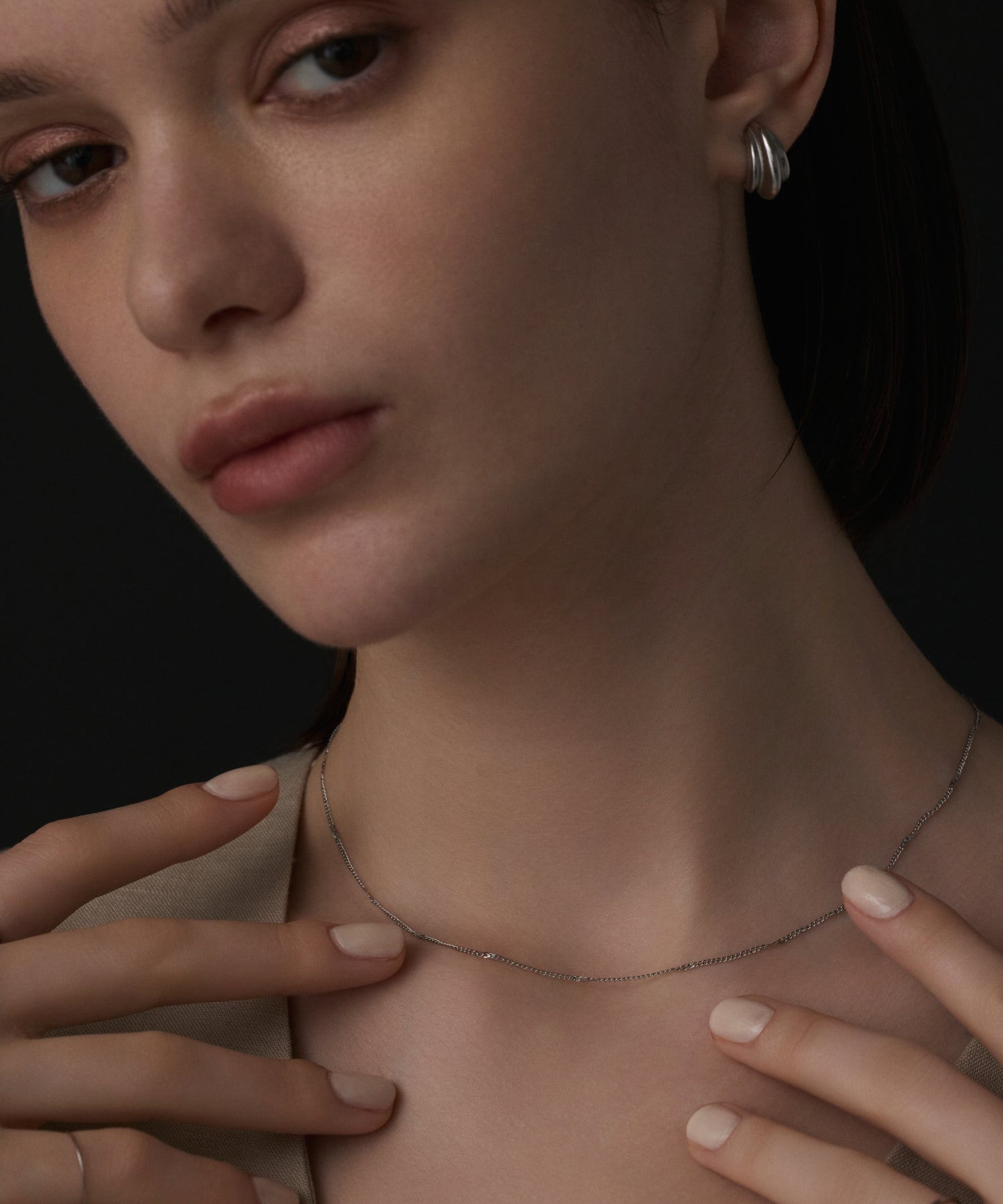 シルバー ツイストネックレス 金属アレルギー対応 サージカルステンレス