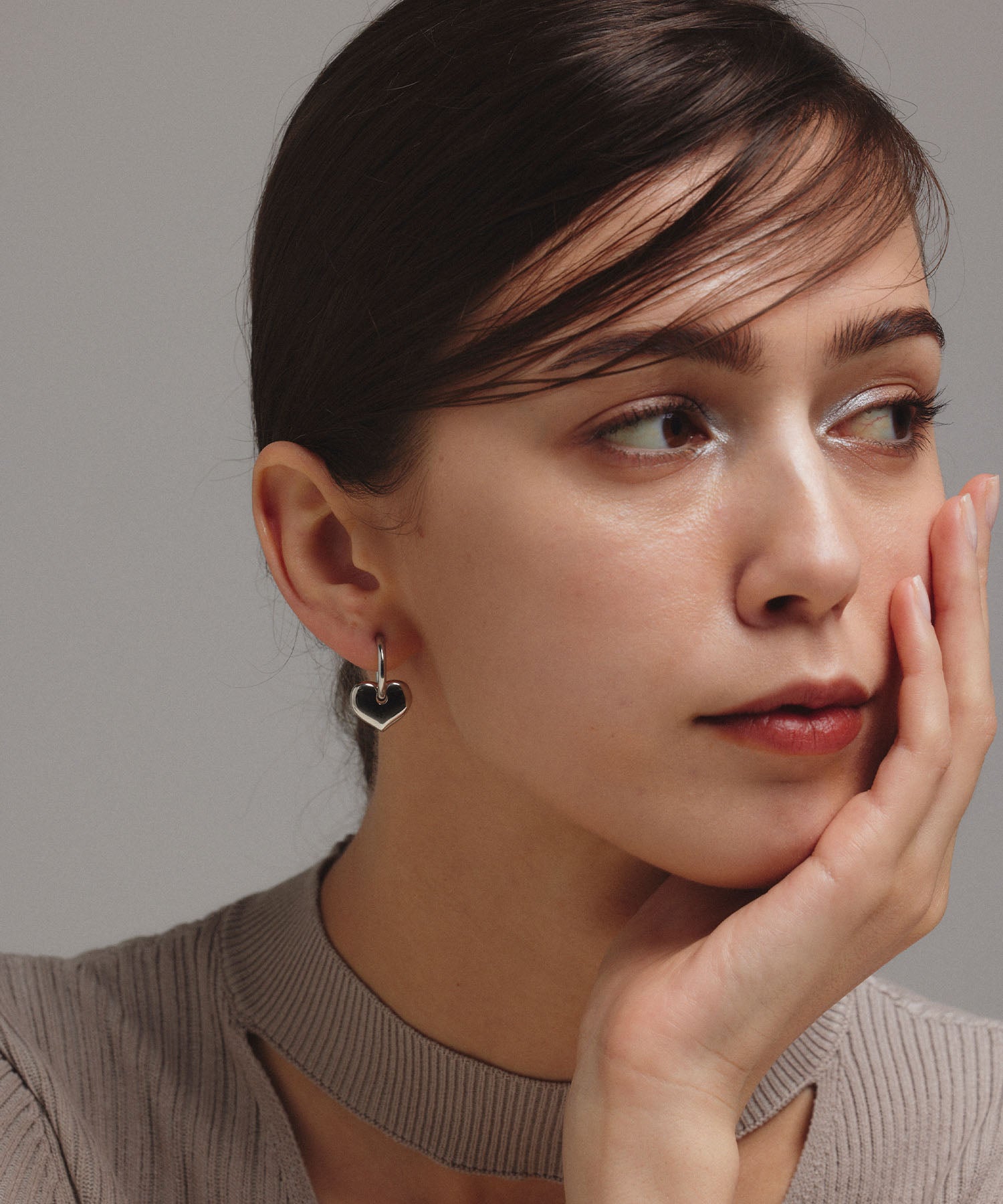 シルバー ハートフープイヤリング 金属アレルギー対応 サージカルステンレス