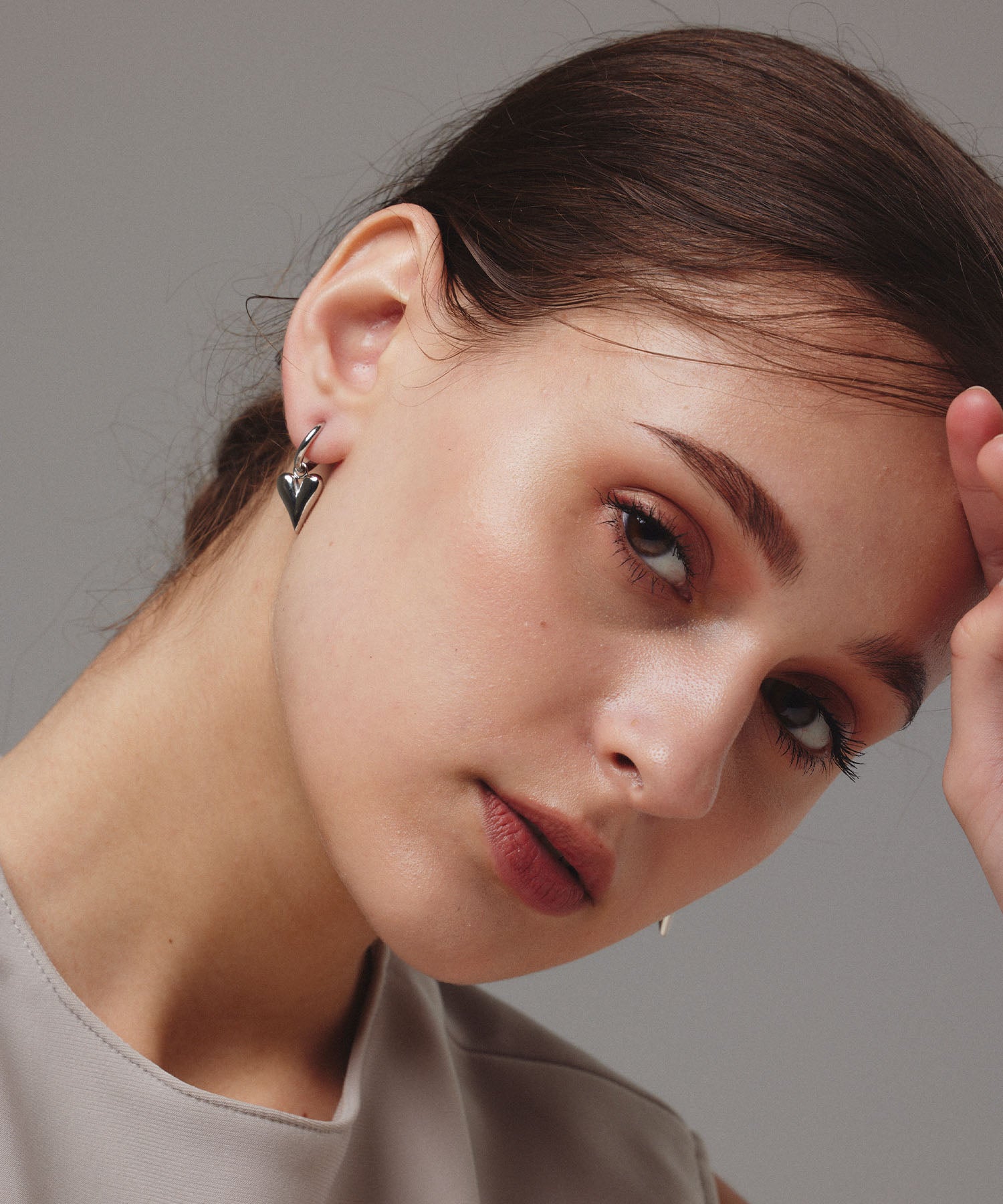 シルバー ラインハートフープイヤリング 金属アレルギー対応 サージカルステンレス