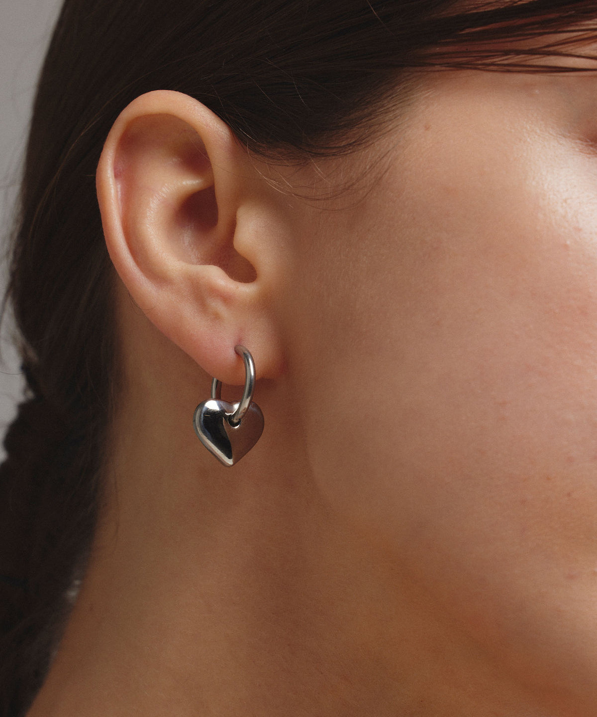 シルバー]ハートフープピアス